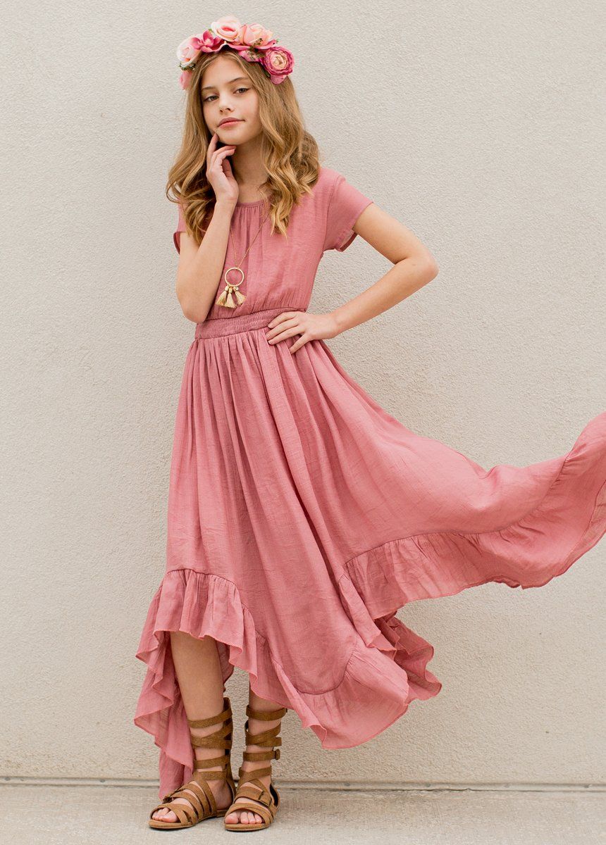 Briley Dress in Dusty Rose - Elegant Flowy Midi Dress for Women | Perfect for Weddings, Parties & Special Occasions
