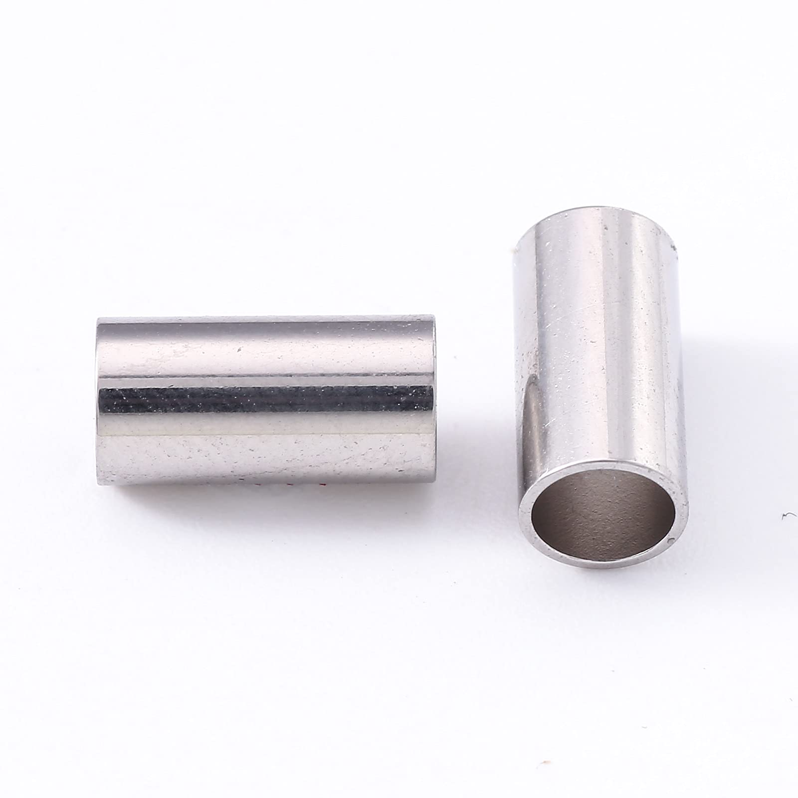 100pcs 10mm 304 Stainless Steel Tube Beads - Smooth Column Spacer Beads with Large Hole for DIY Jewelry Making, Bracelets & Necklaces - Perfect for Crafting, Beading Projects and Gift Making