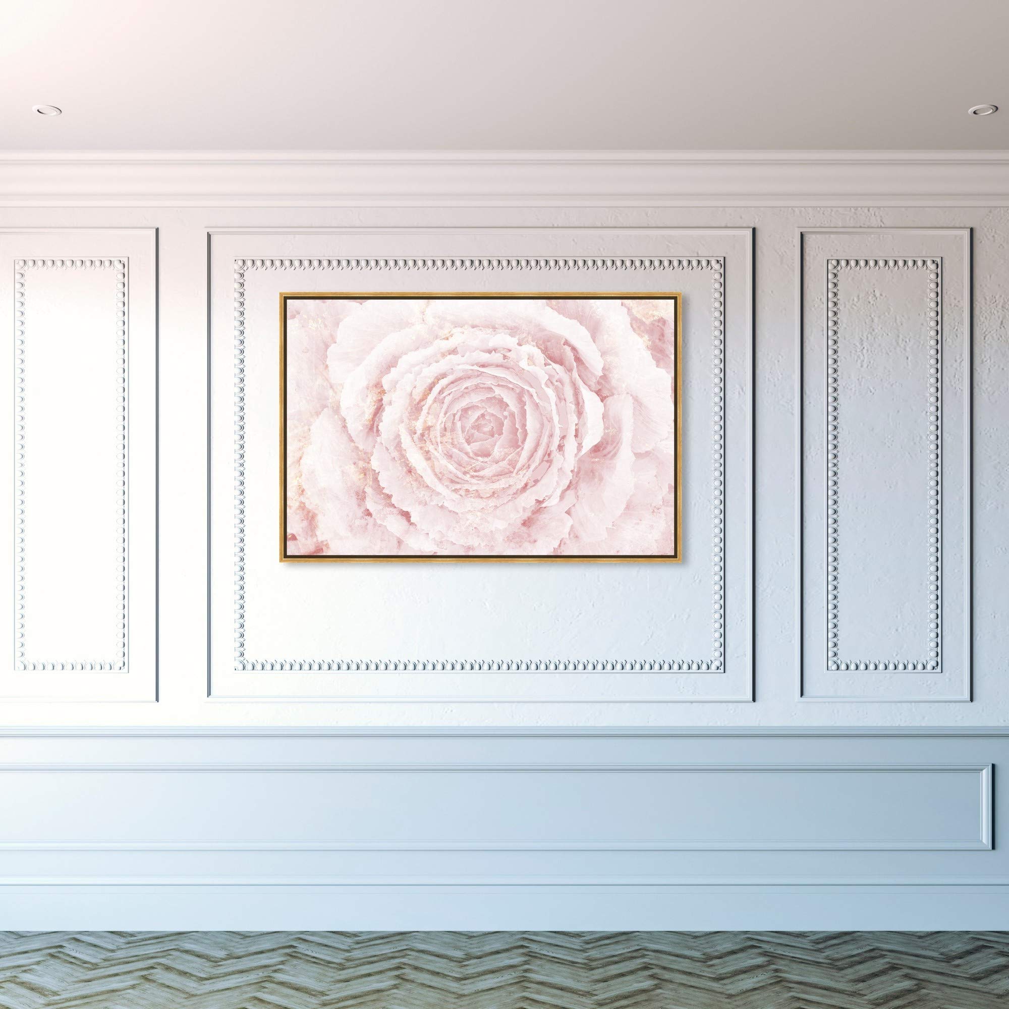 Blush Winter Flower Pink Floral Framed Wall Art Canvas Prints - Botanical Home Decor for Living Room, Bedroom & Office