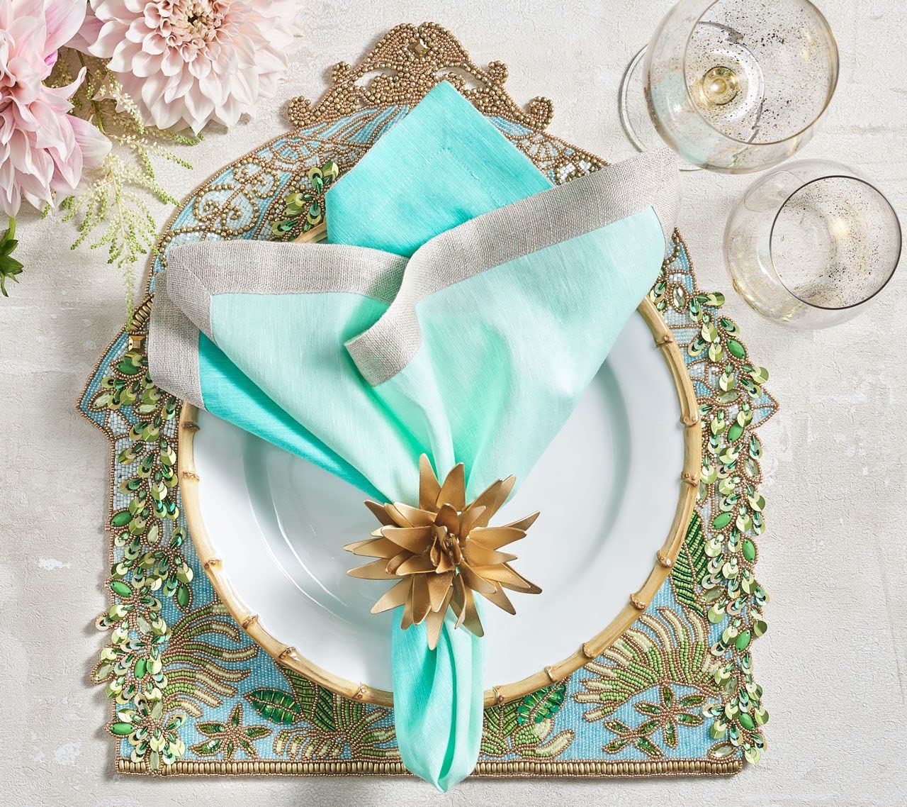 Kim Seybert Arbor Placemats Set of 2 - Stylish Decorative Table Mats for Dining Room, Kitchen, and Holiday Entertaining - Waterproof & Heat Resistant for Everyday Use