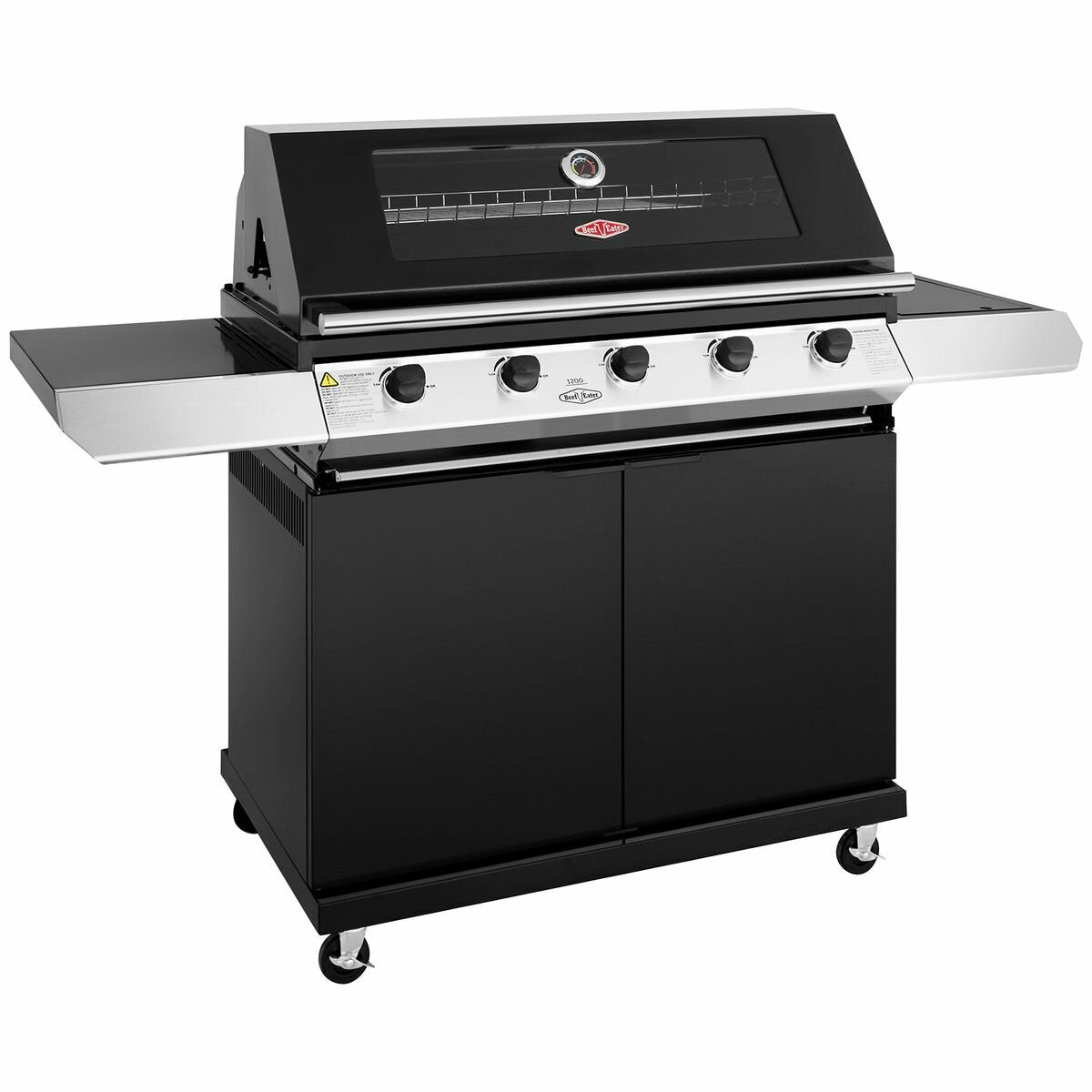 Beefeater 1200 Series 5-Burner LPG Gas Grill with Side Burner & Rolling Cart - BMG1251BB | Outdoor Cooking, Backyard BBQ, Patio Entertaining