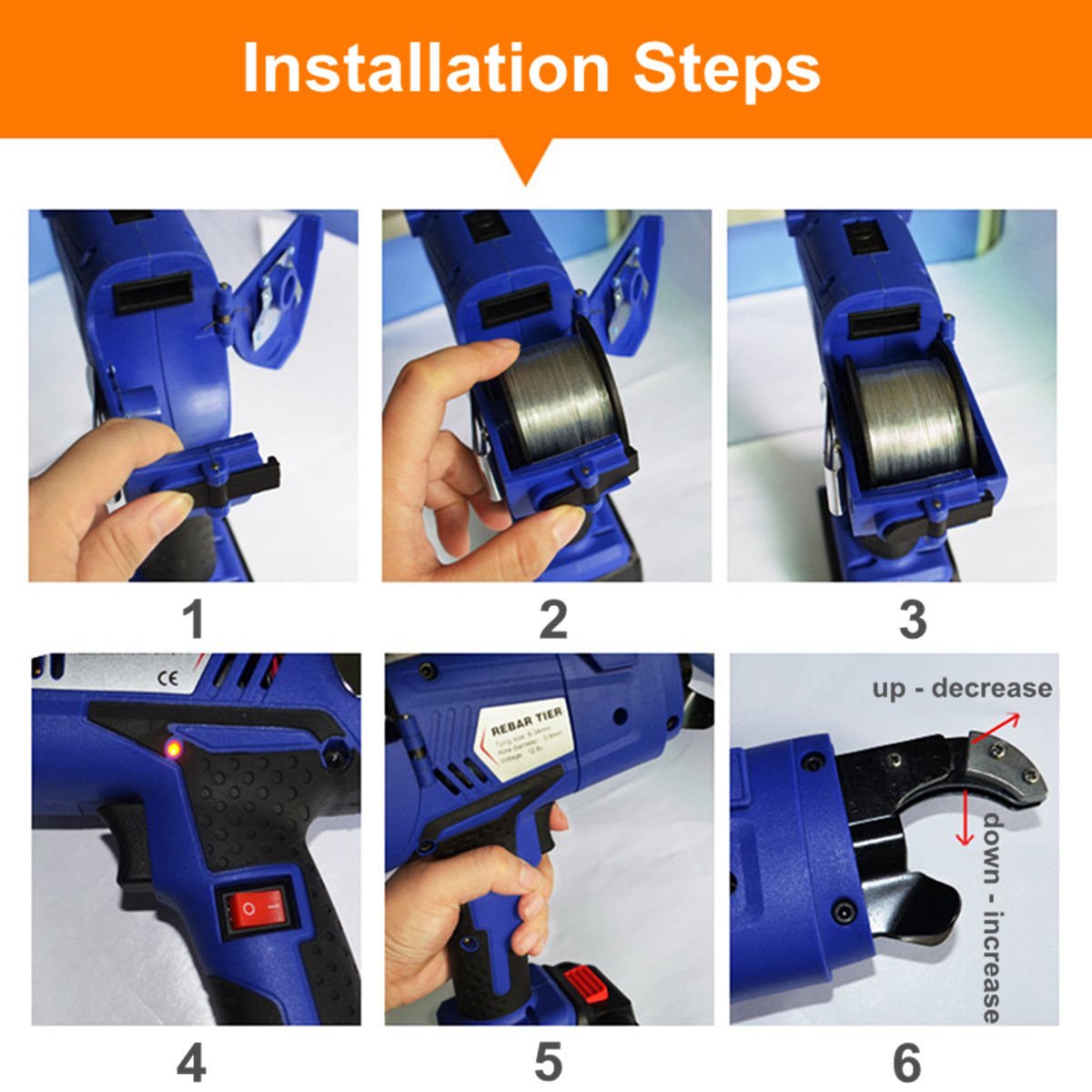 ELEOPTION Automatic Rebar Tying Machine - Electric Handheld Rechargeable Construction Tool with 5 Tying Wires (8-34mm Wire Capacity) - Perfect for Concrete Reinforcement, Steel Bar Binding & DIY Building Projects