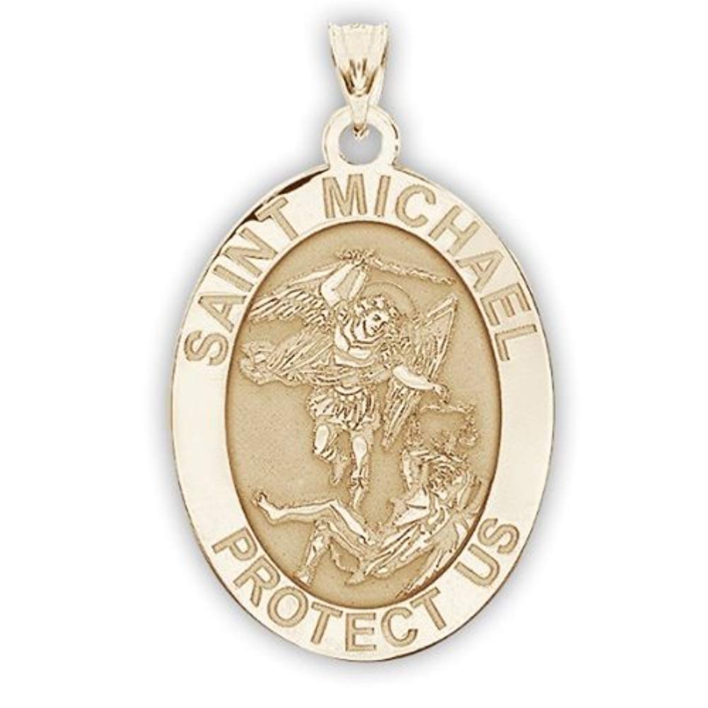 St. Michael Necklace - 14K Gold & Sterling Silver Catholic Saint Michael Pendant for Women & Men | Religious Jewelry for First Communion, Baptism & Christian Gifts | Perfect for Daily Wear, Church Events & Spiritual Protection
