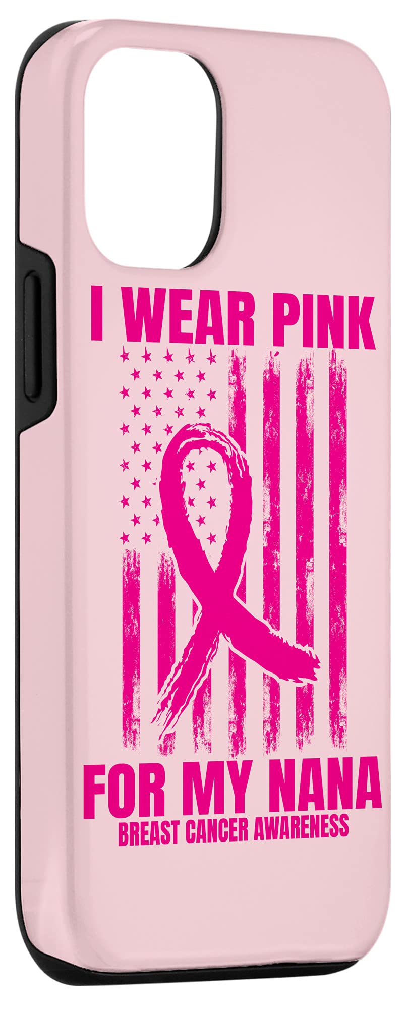 iPhone 12/12 Pro Pink Ribbon Breast Cancer Awareness Case with American Flag Design - Show Support with Stylish Protective Phone Cover for Everyday Use
