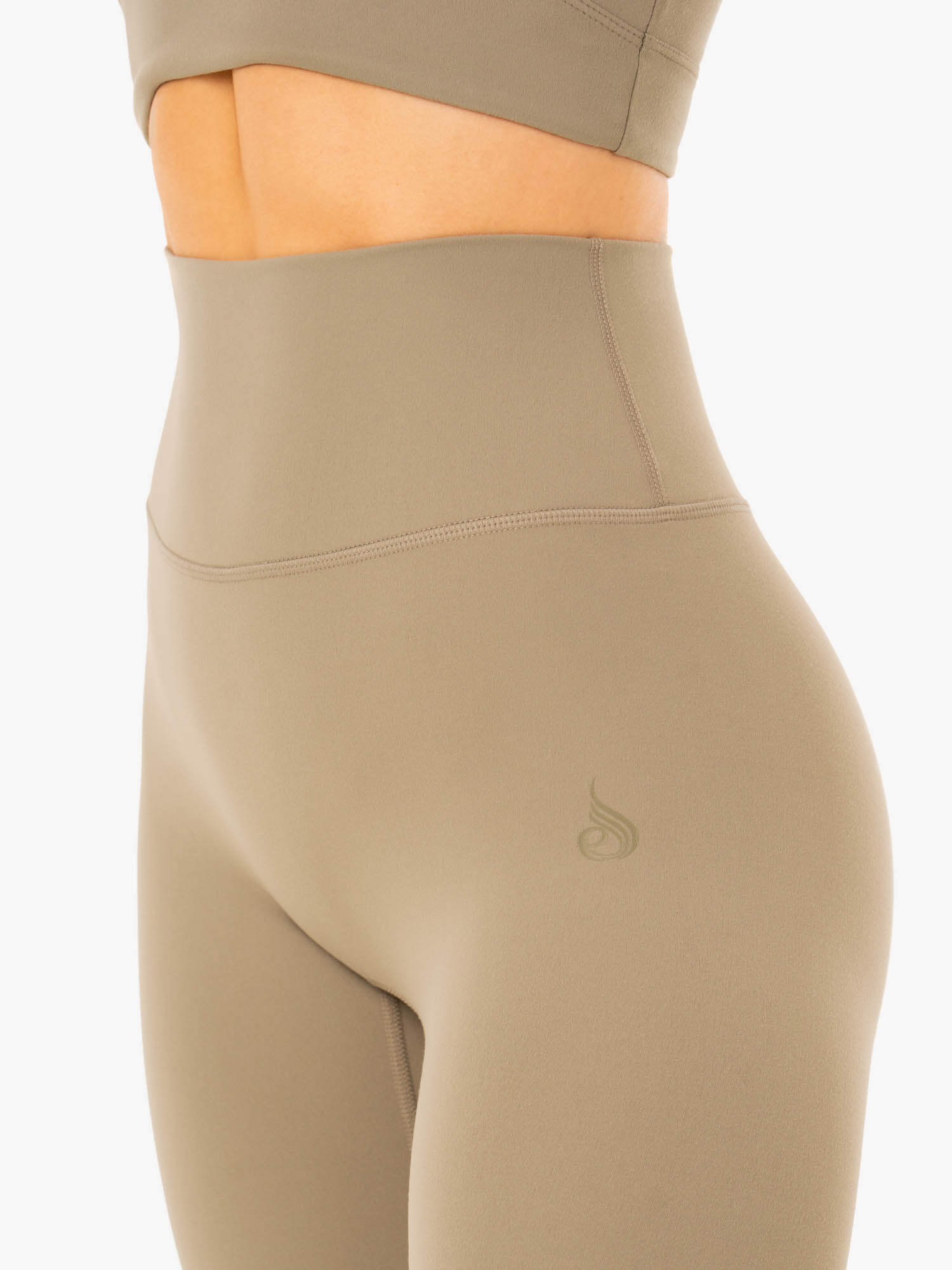 NKD Refine High Waisted Yoga Pants for Women - Tummy Control Workout Leggings - Comfortable Stretchy Khaki Activewear for Gym, Running & Lounge Wear