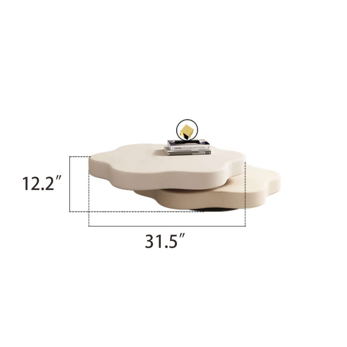Modern Cloud Coffee Table with Rotating Shelf - Round Living Room End Table for Small Spaces - Perfect for Apartments, Dorms & Cozy Home Decor
