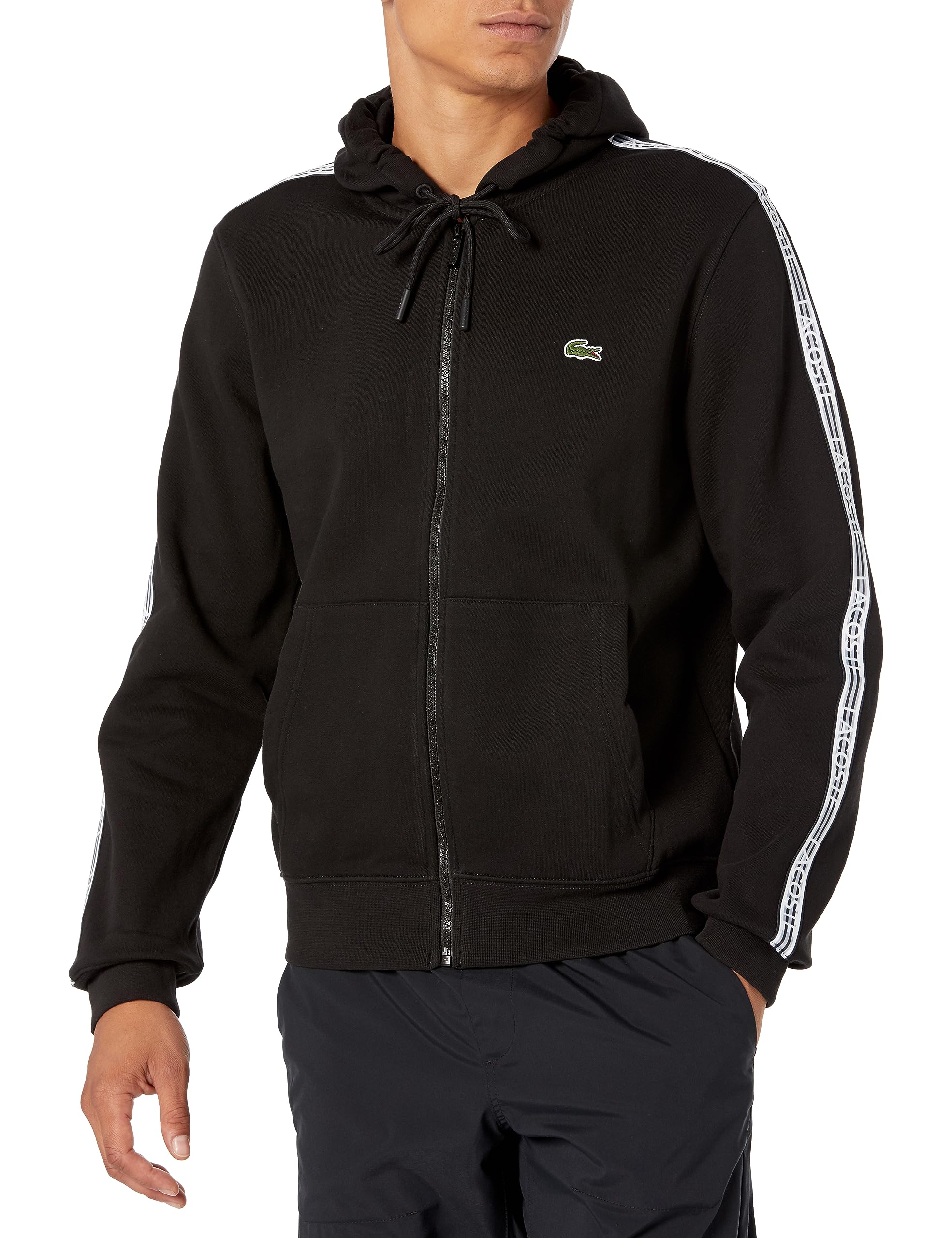 Lacoste Men's Classic Fit Striped Zip-Up Hoodie | Casual & Sporty Pullover for Everyday Wear & Outdoor Activities