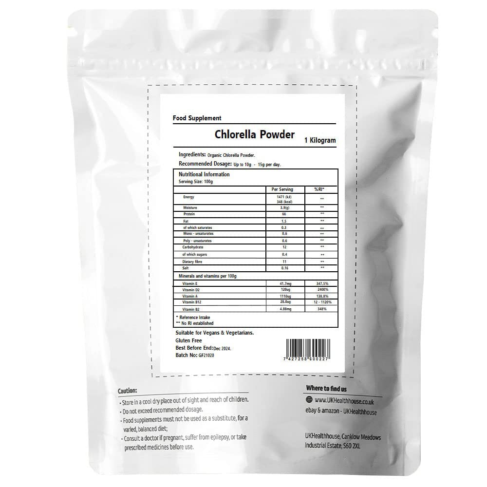 UKHealthHouse Premium Chlorella Powder 1kg - Organic Superfood Rich in Vitamins, Protein, Chlorophyll & Essential Nutrients | Detox, Immunity Boost & Energy Support for Daily Wellness