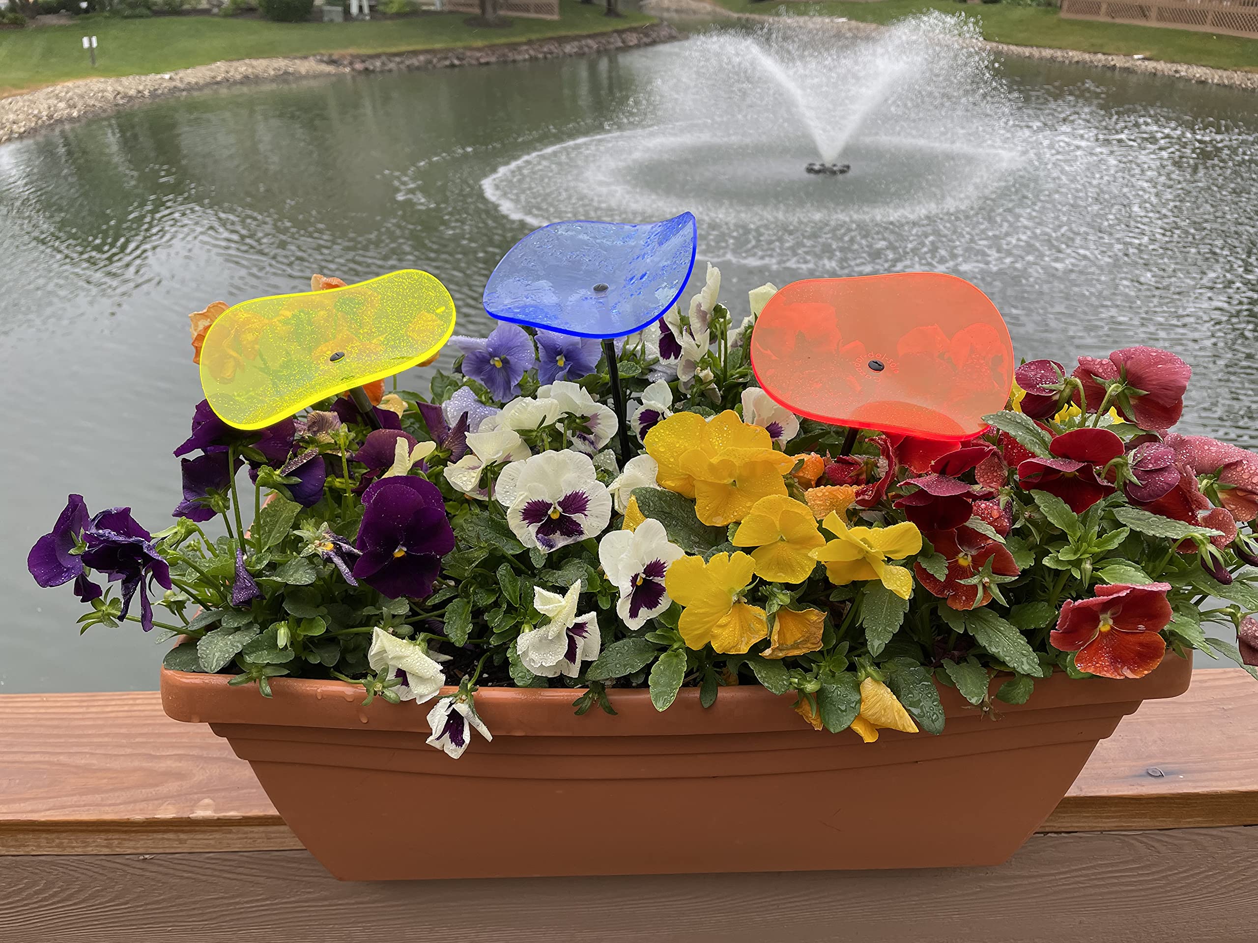 3-Piece Acrylic Suncatcher Set with Fiberglass Pole - Blue, Orange & Lemon Yellow (12