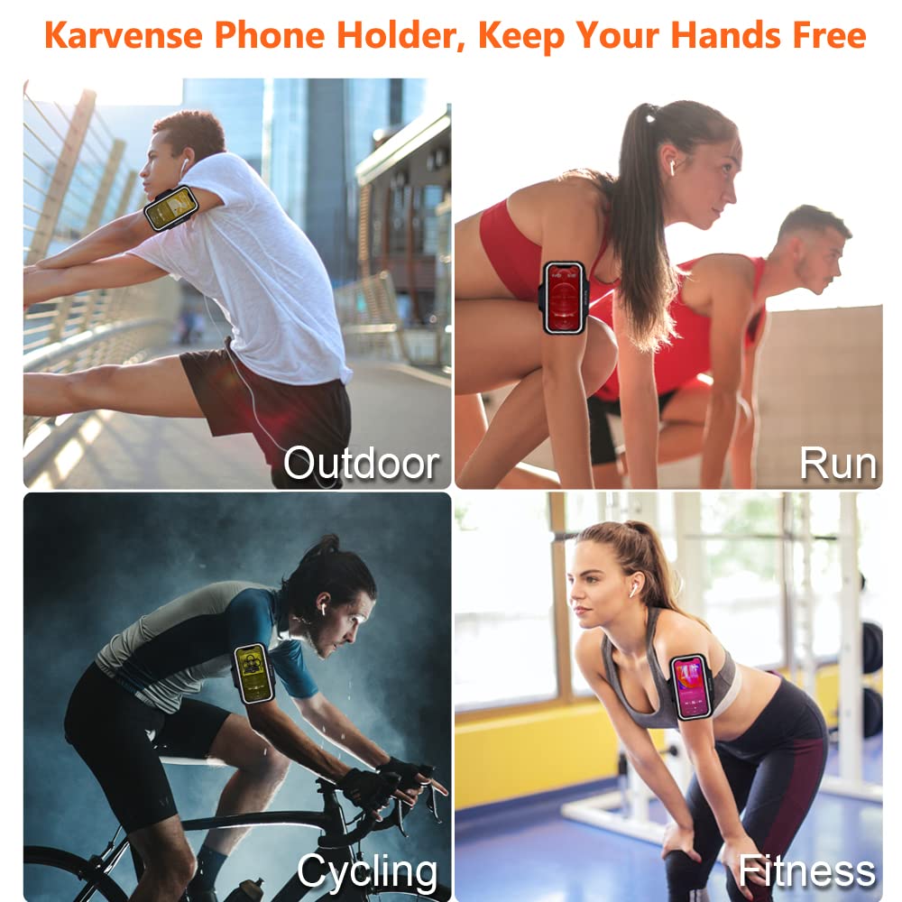 Karvense Running Phone Arm Band - Adjustable & Sweat-Proof Phone Holder for iPhone 13 mini/12 mini/11 Pro/SE/XS/8/7, Samsung Galaxy & Moto (Fits Phones up to 5.4