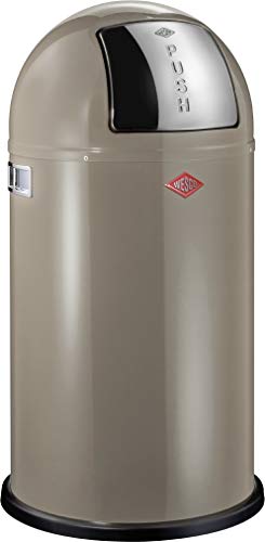 Wesco 40L Black Push Door Trash Can for Kitchen & Office - 15.7 x 15.7 x 30.5 Inches, Hands-Free Step Pedal Bin with Lid, Ideal for Home, Restaurant & Commercial Use