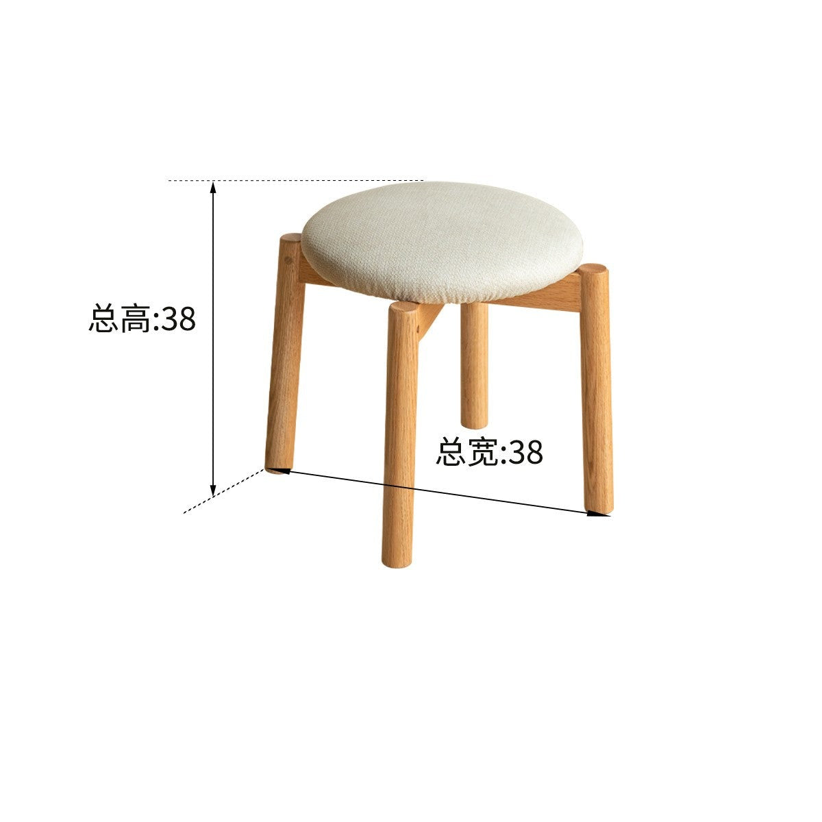 Solid Oak Wood Round Stackable Stool - Rustic Home Decor, Kitchen Island Seating, Bar Stool for Dining Room & Outdoor Use