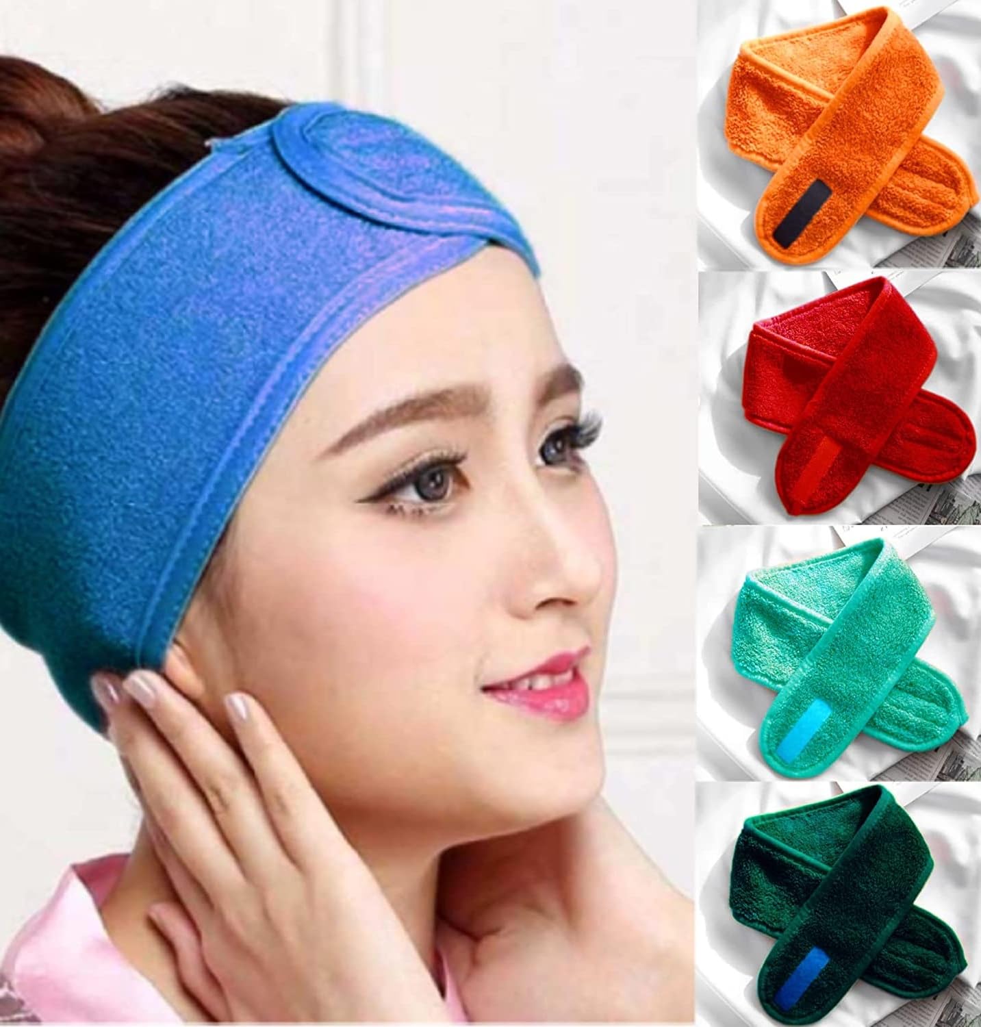 ZAUKY 4-Pack Soft Cotton Headbands for Women & Girls - Stretchable Spa, Skincare, Makeup & Hair Washing Headbands (Multicolor) - Perfect for Facial Cleansing, Beauty Routines & Relaxation at Home