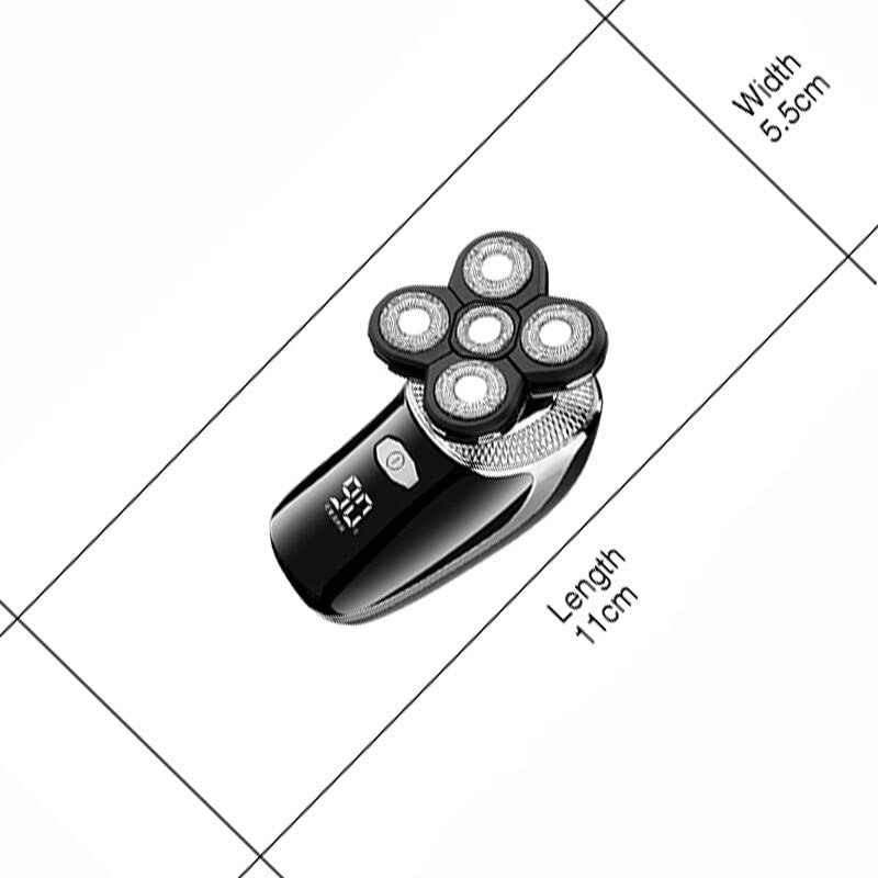 5-in-1 Waterproof Electric Head Shaver for Bald Men - Rechargeable Beard Trimmer & Hair Clipper - Perfect for Travel, Gym & Daily Grooming (With Box)
