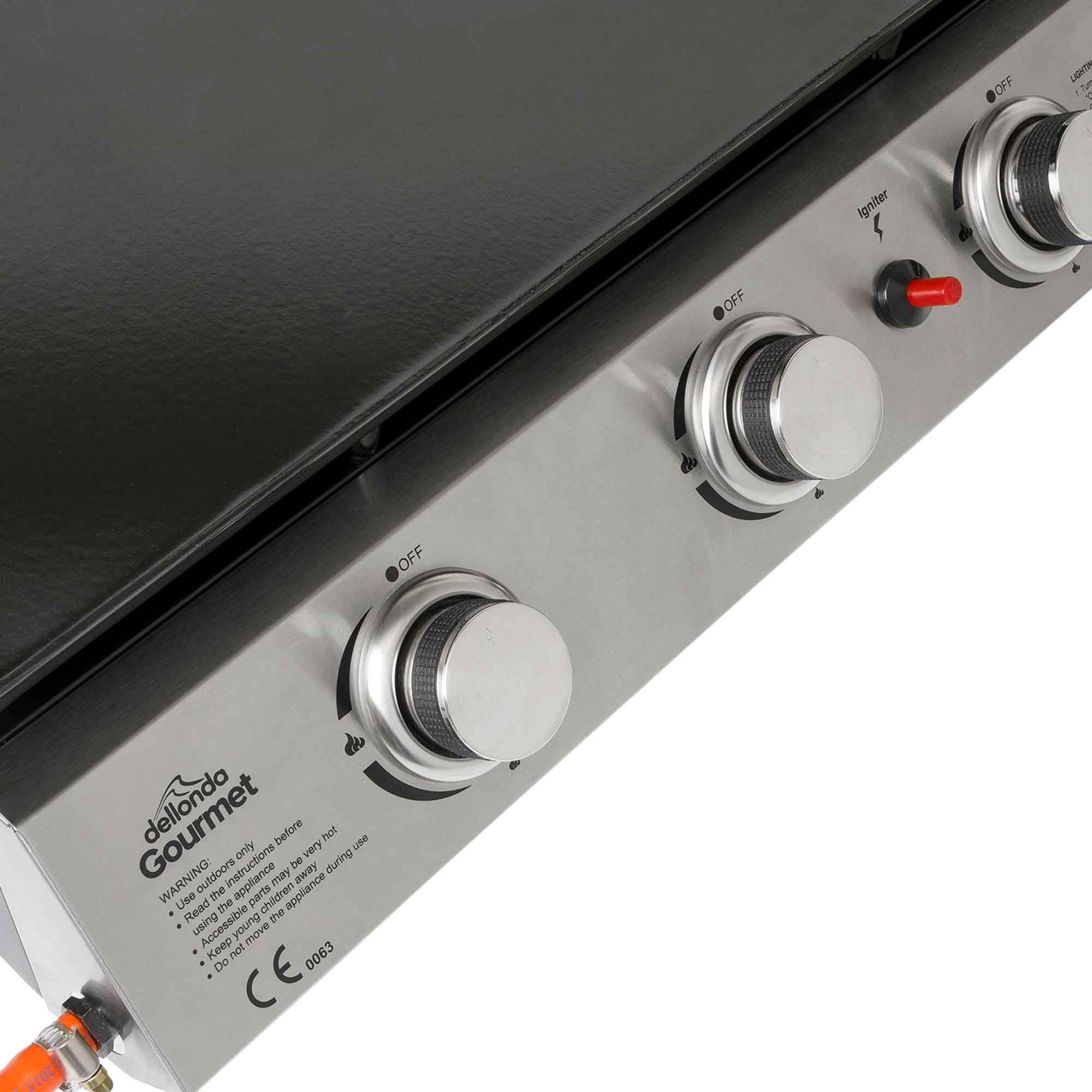 3 Burner Portable Gas Griddle 7.5kW BBQ Grill with Cover - Stainless Steel Outdoor Cooking Station for Camping, Tailgating & Backyard Parties - DG233