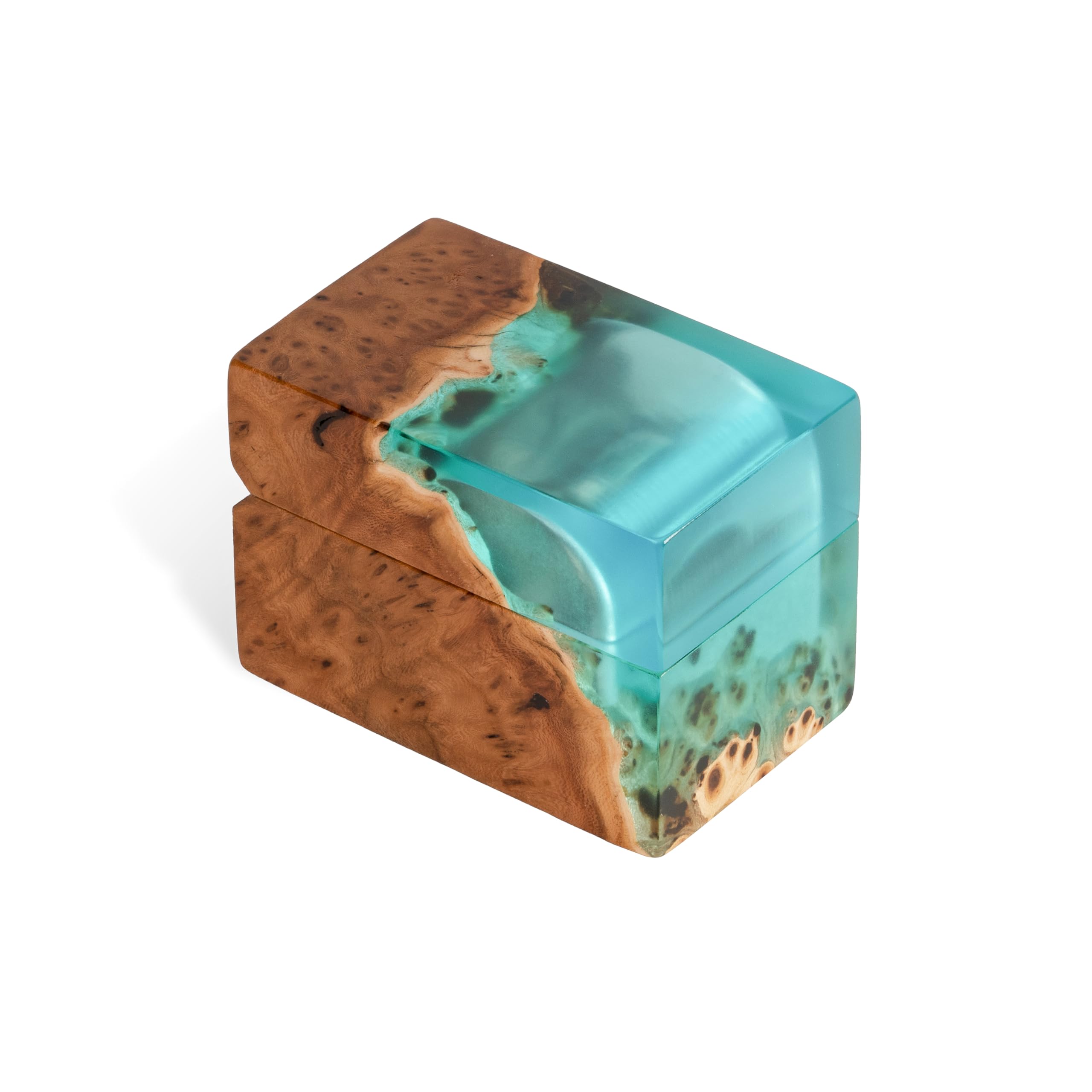 Exquisite Handcrafted Wooden Ring Box - Unique Engagement Ring Bearer Box for Wedding Proposals - Double Ring Holder for Women & Men (Aqua Blue) - Perfect for Engagement Gifts, Wedding Ceremonies & Romantic Surprises