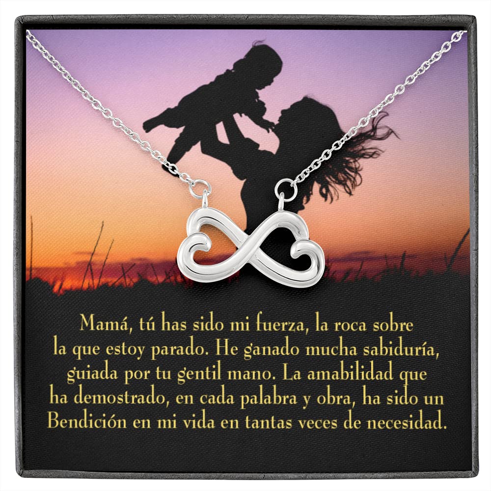 Express Your Love - Elegant Mother Necklace with Spanish Keepsake Card, Infinity Pendant Stainless Steel Gift for Mom, Perfect for Mother's Day, Birthdays, and Anniversaries