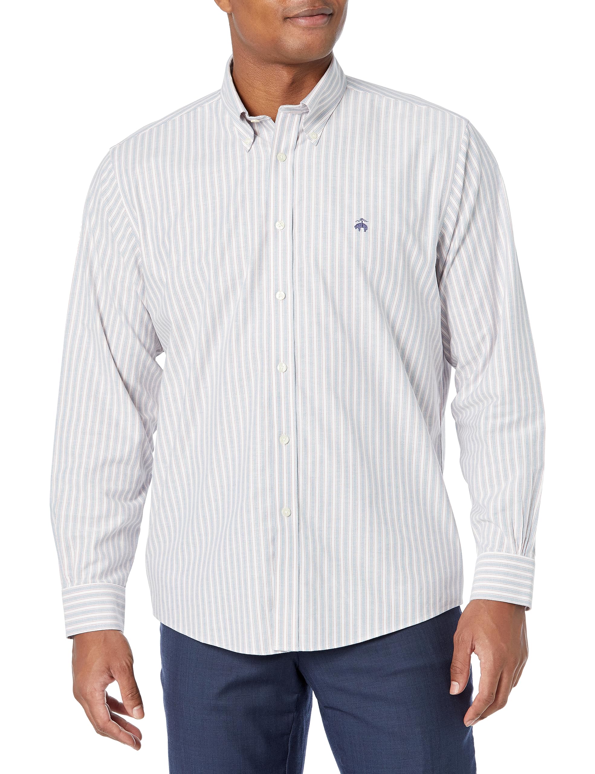 Brooks Brothers Men's Non-Iron Long Sleeve Button Down Dress Shirt | Wrinkle-Free Business Casual Shirt for Office & Formal Occasions
