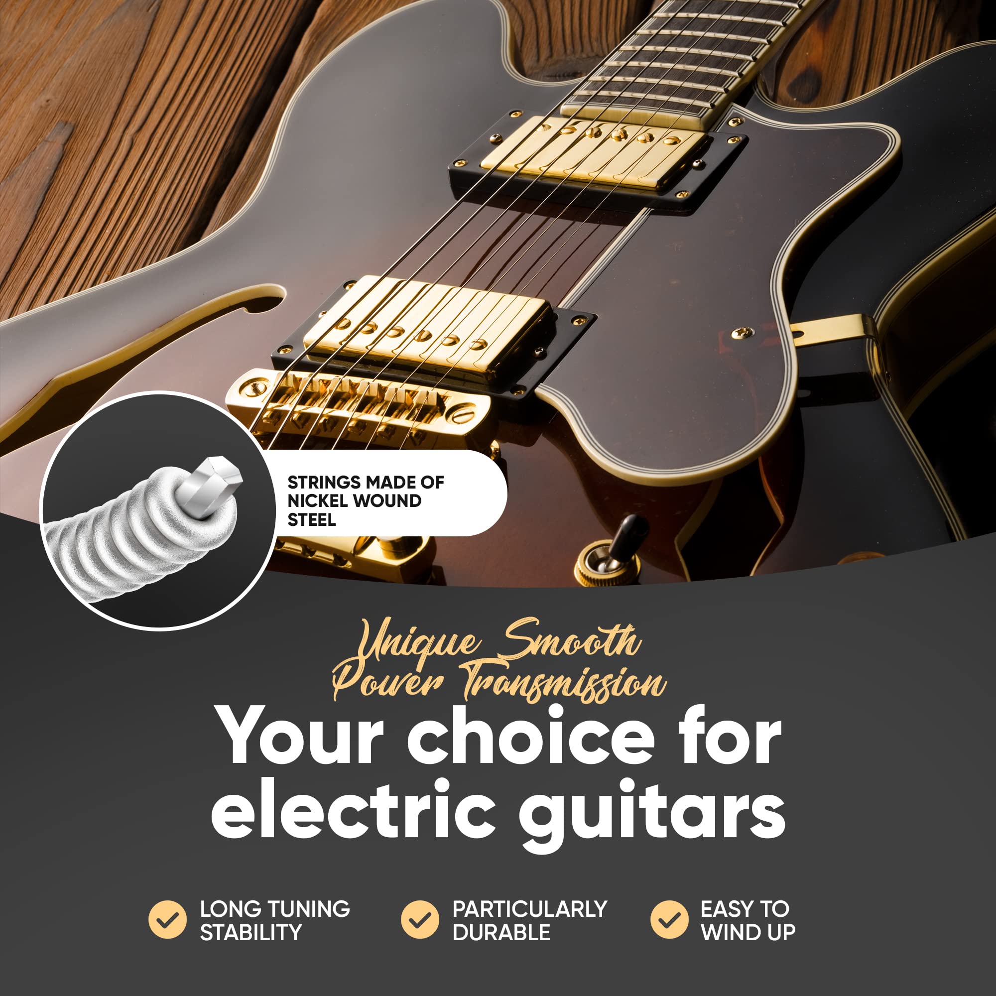 HAVENDI® Premium Nickel-Plated Steel Electric Guitar Strings (6-String Set) - Bright, Clear Sound with Enhanced Durability - Includes 3 Free Picks - Perfect for Rock, Blues & Studio Recording