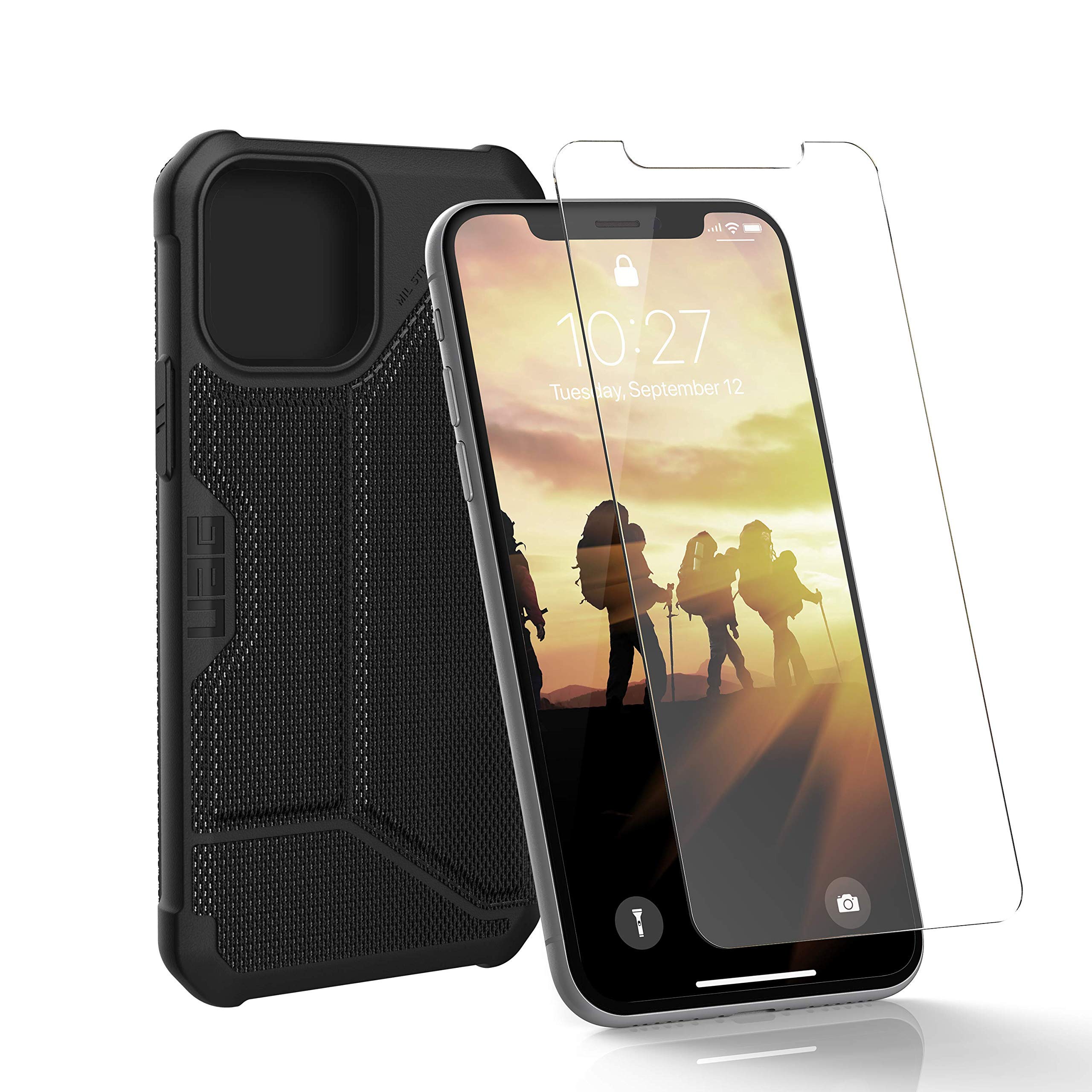 URBAN ARMOR GEAR UAG iPhone 12 Pro Max Case (6.7-inch) - Metropolis Series Rugged Protective Cover with FIBR ARMR Technology in Black | Includes Tempered Glass Screen Protector | Perfect for Outdoor Adventures & Daily Protection