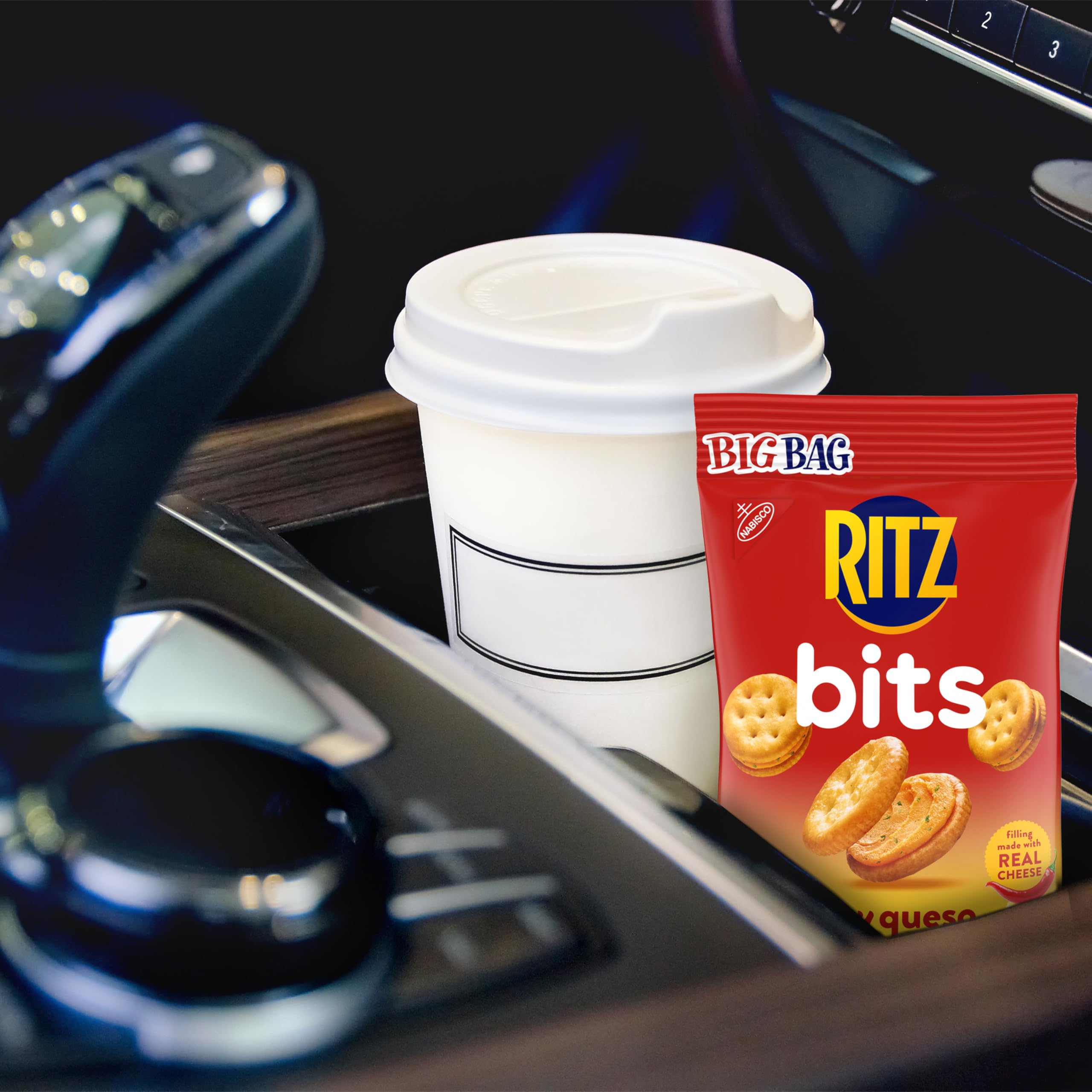 Spicy Queso Sandwich Crackers | RITZ Bits Bulk Snacks for Kids & Adults | 12 Pack (3 oz Bags) | Perfect for School Lunch, Office Snacks & On-the-Go Munching