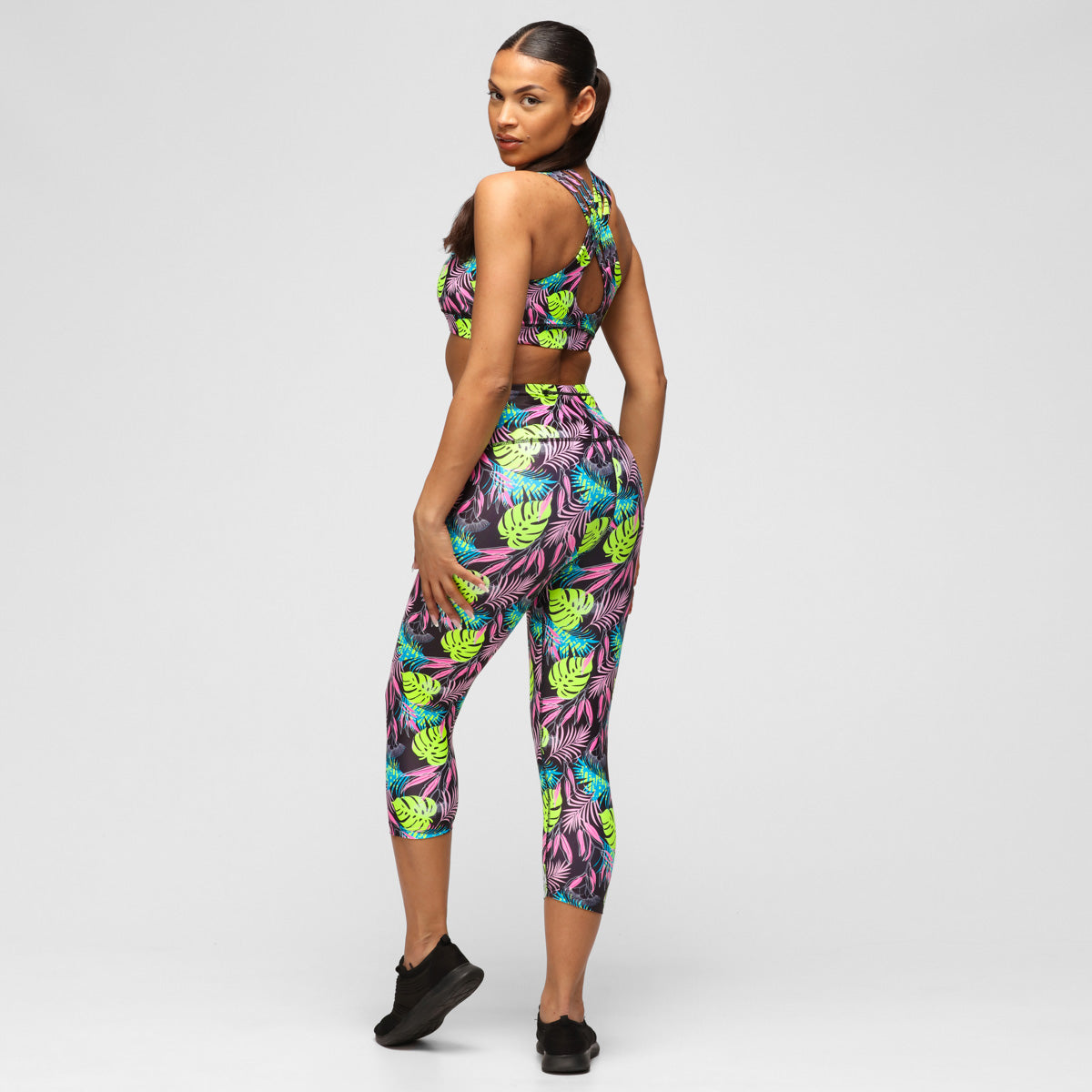 Twilight Palm Capri Pants - Women's Lightweight Casual Yoga Capris for Workout, Lounge & Travel - Comfortable Stretchy High Waist Leggings for Running, Gym & Everyday Wear