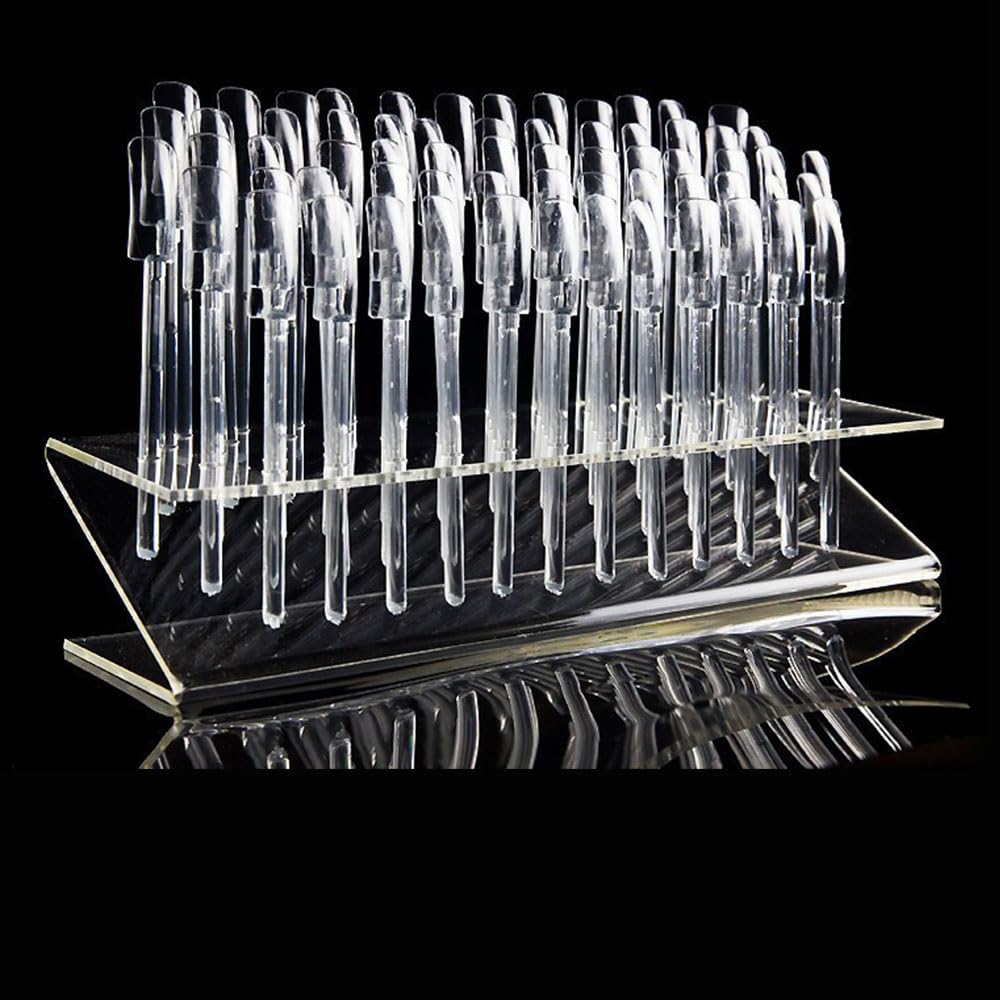 64 PCS UV Gel Nail Tips - Acrylic Nail Display Stand for Salon Practice