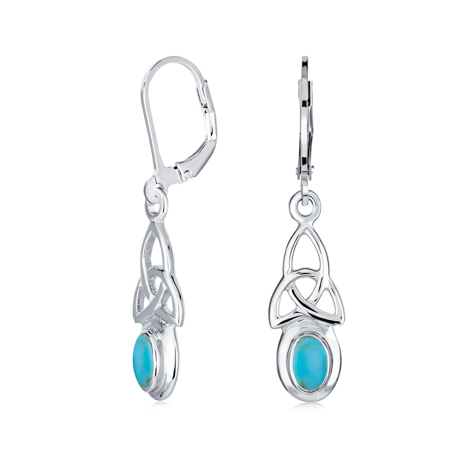 Celtic Love Knot Earrings with Gemstone for Women | Sterling Silver Lever Back | Western Jewelry