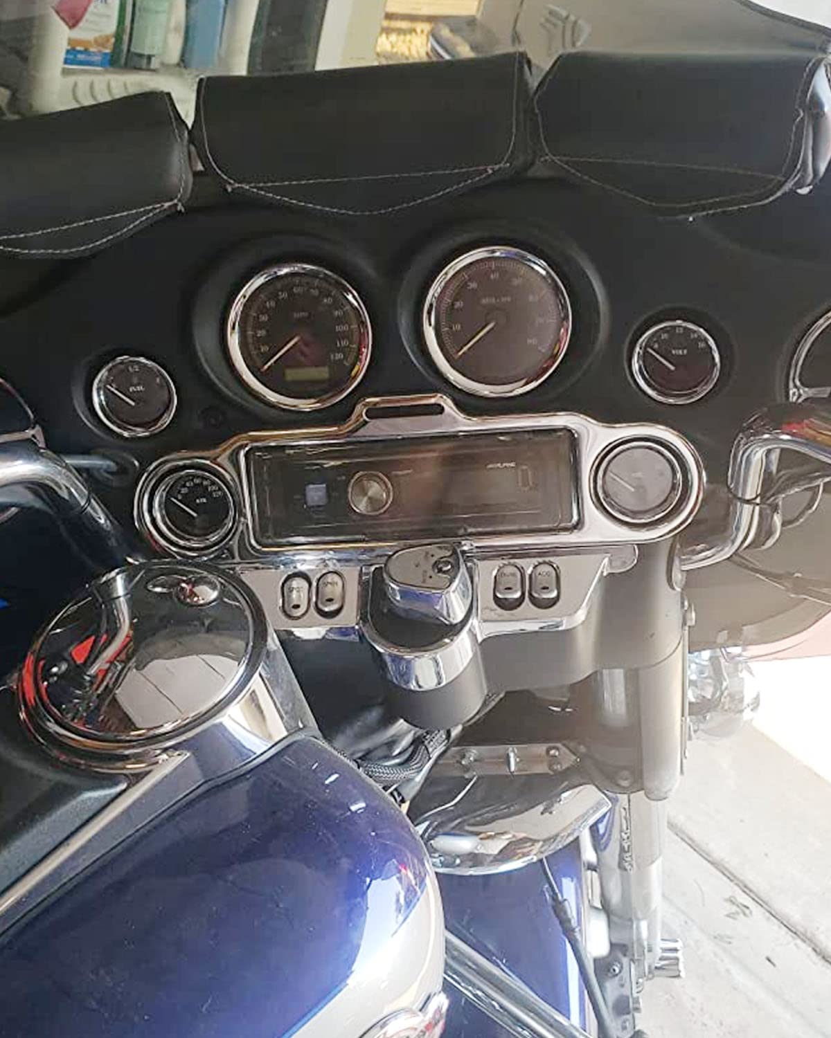 Harley Davidson Electra Street Road Glide 1986-2013 Stereo Accent Speedometer Speaker Trim Ring Kit - 9 Pcs Chrome Upgrade for Enhanced Bike Aesthetics & Audio Experience | Perfect for Custom Motorcycle Accessories & Road Trips