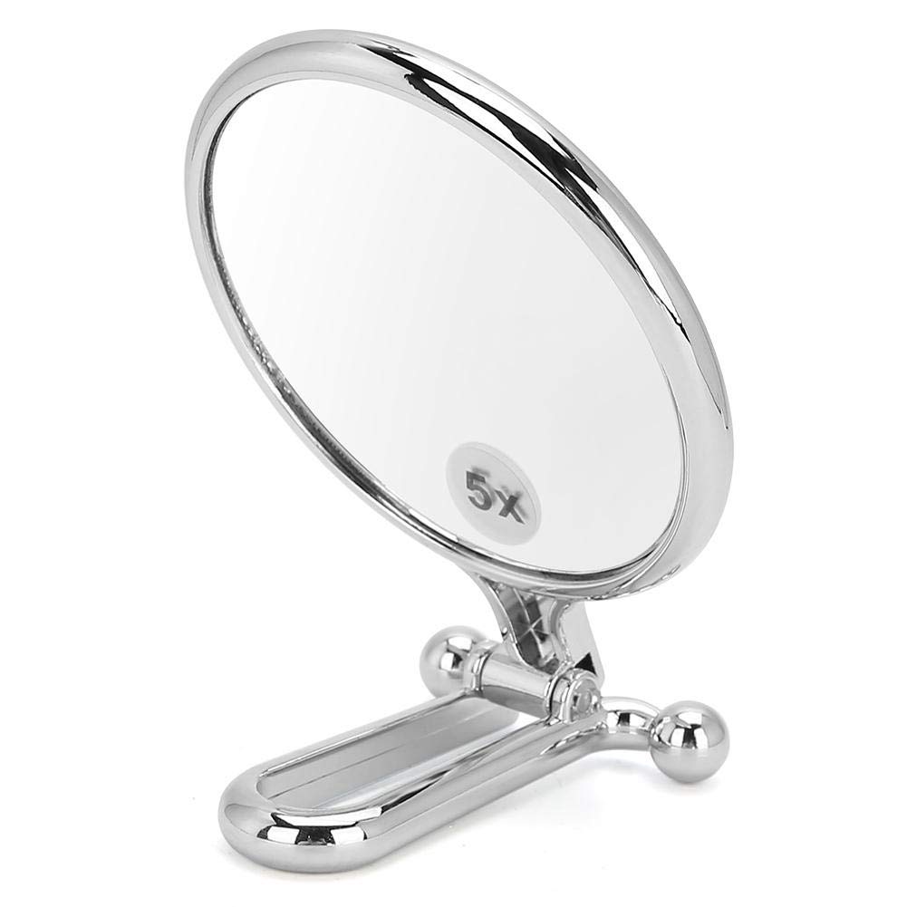 Zetiling 5X Magnifying Makeup Mirror - Double Sided Folding Handheld Mirror with Adjustable Stand for Cosmetic, Shaving & Eyebrow Grooming | Perfect for Home Vanity, Bathroom, Travel & Portable Use
