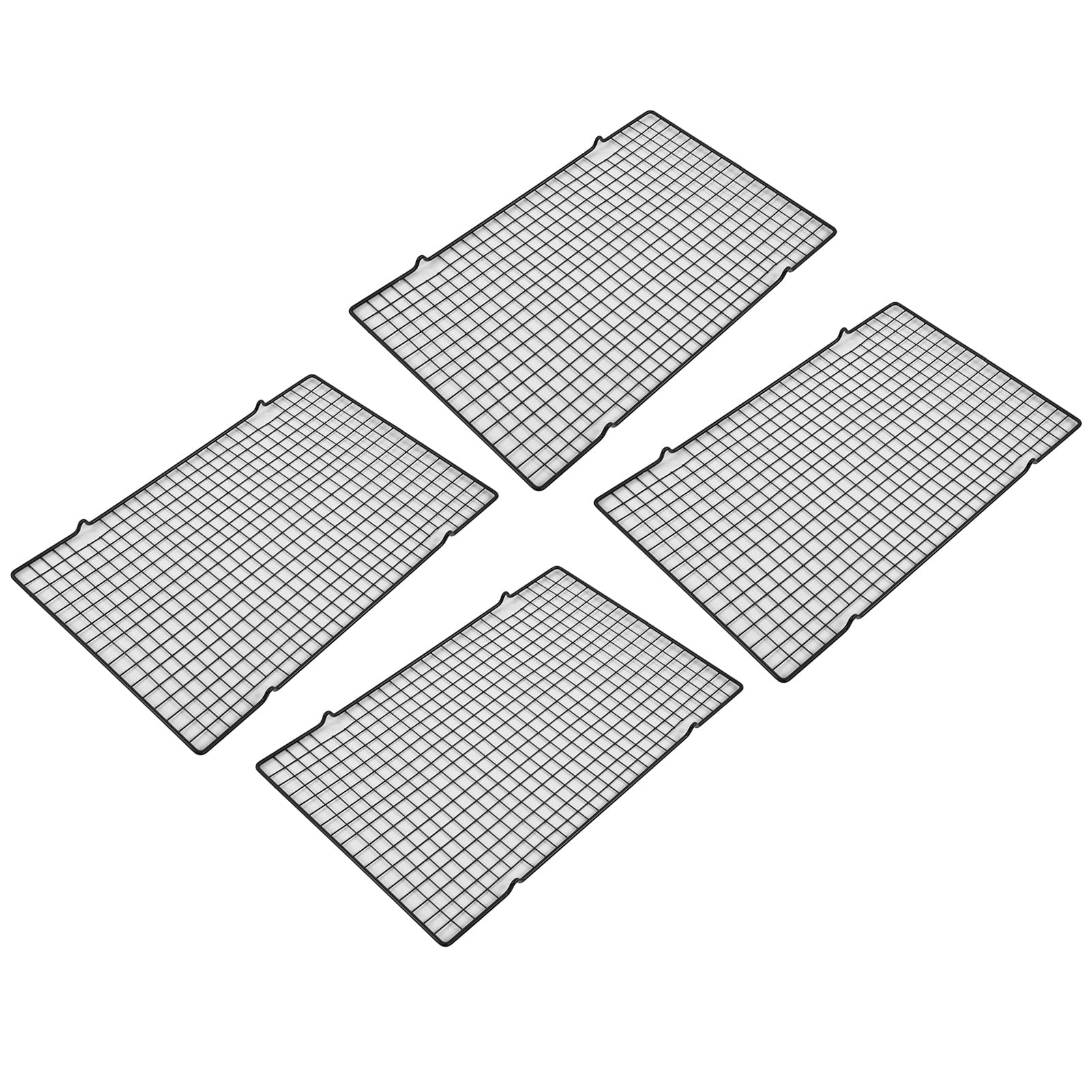 Stainless Steel BBQ Cooling Rack Set of 4 - Heavy Duty Oven Safe Baking Grid for Grilling, Roasting & Food Cooling - Perfect for Kitchen, Outdoor Cooking & Party Serving