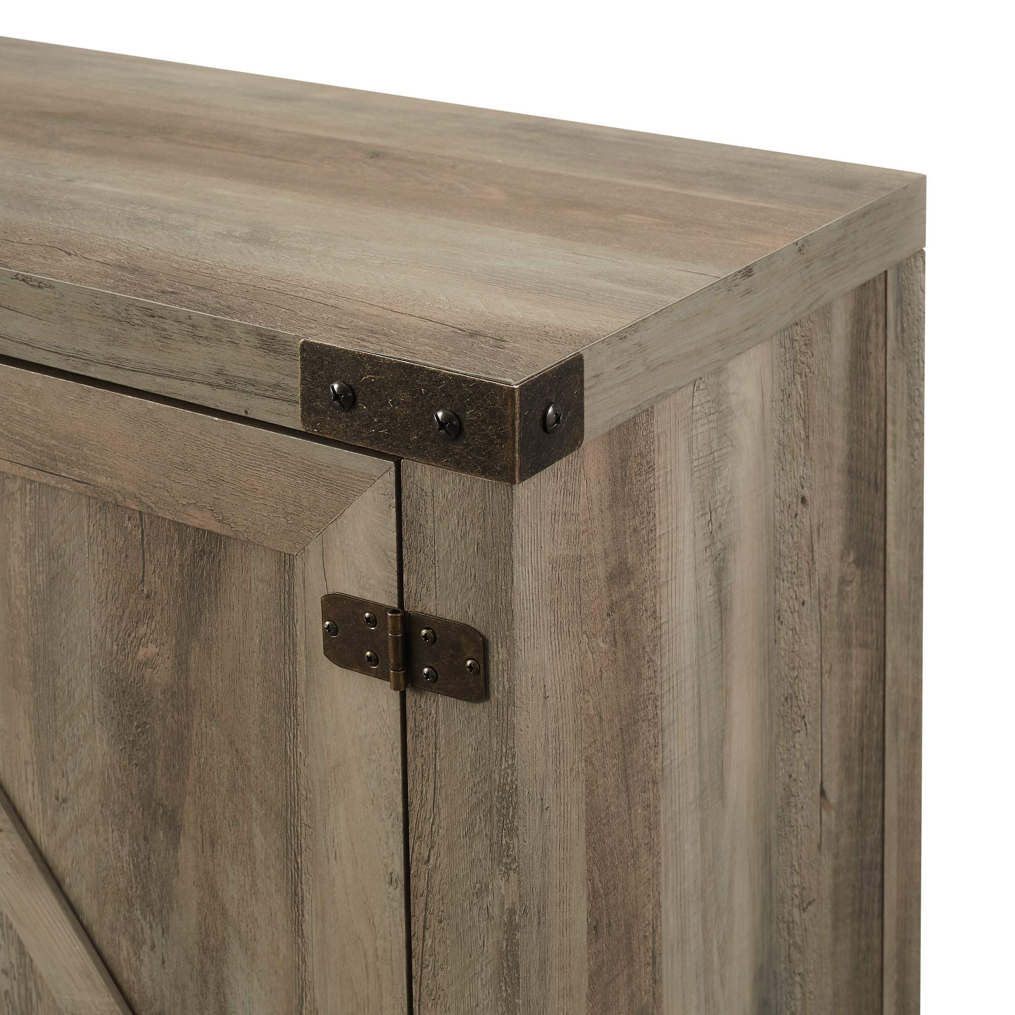 Walker Edison Georgetown Modern Farmhouse Double Barn Door TV Stand for 70-80 Inch TVs, Grey Wash - Perfect for Living Room, Home Theater & Farmhouse Style Decor