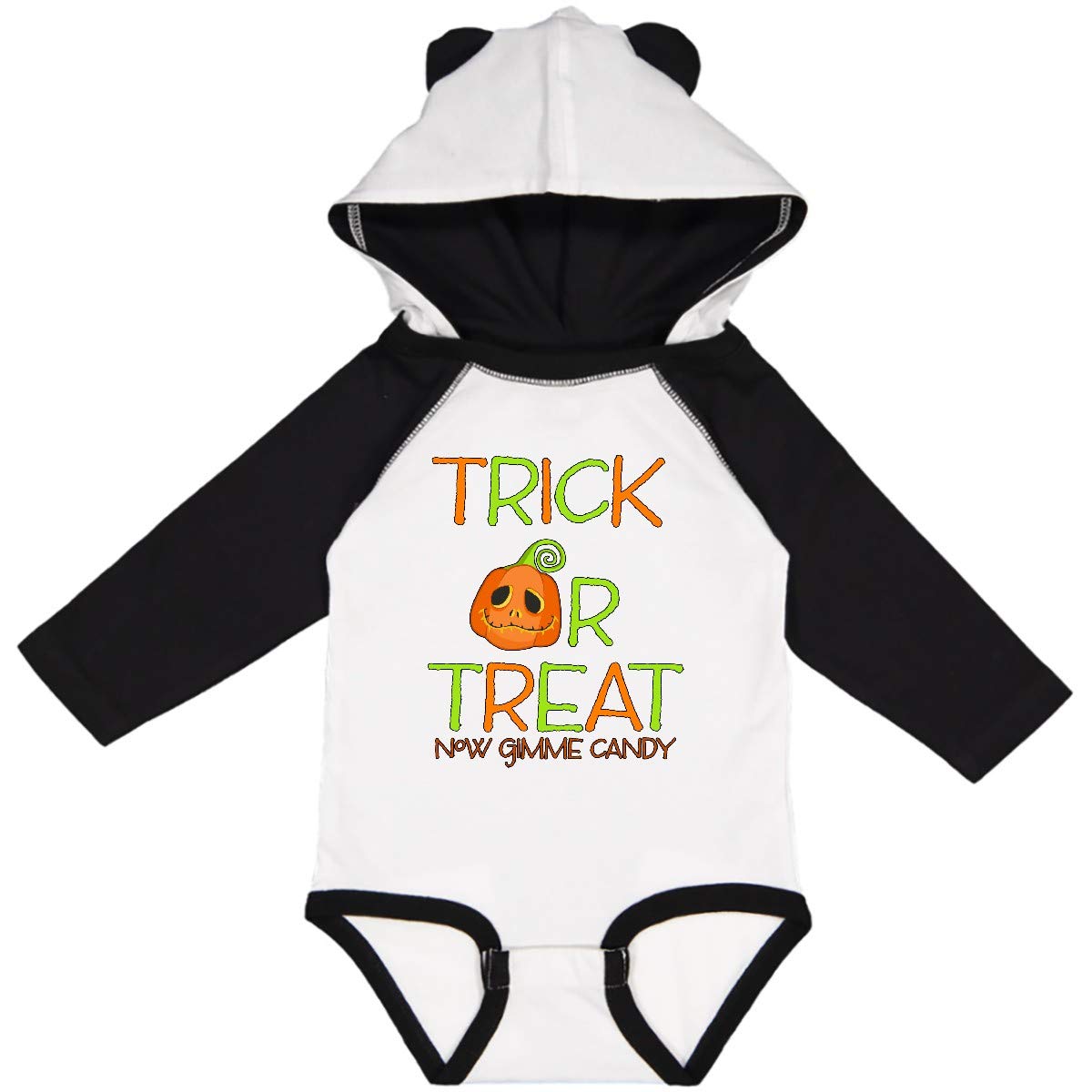 Inktastic Halloween Trick or Treat Now Gimme Candy Long Sleeve Creeper Shirt - Cute & Spooky Outfit for Trick-or-Treating, Halloween Parties & Costume Events