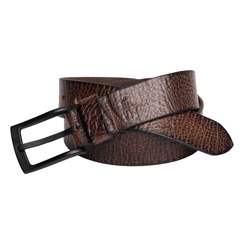 Silver Jeans Co. 40mm Heavy Shrunken Grain Genuine Leather Belt for Men - Stylish Western Cowboy Belt for Jeans & Casual Wear
