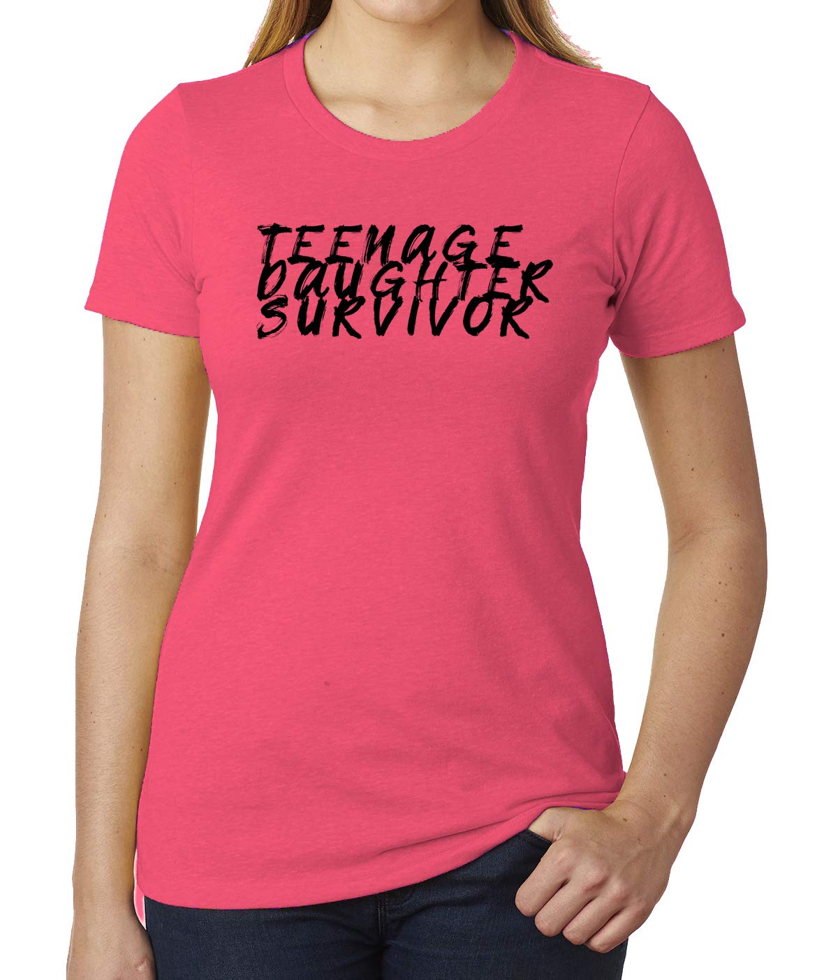 Funny Teenage Daughter Survivor Graphic T-Shirt - Cute Mom Shirts for Women | Perfect for Mother's Day, Family Outings & Casual Wear
