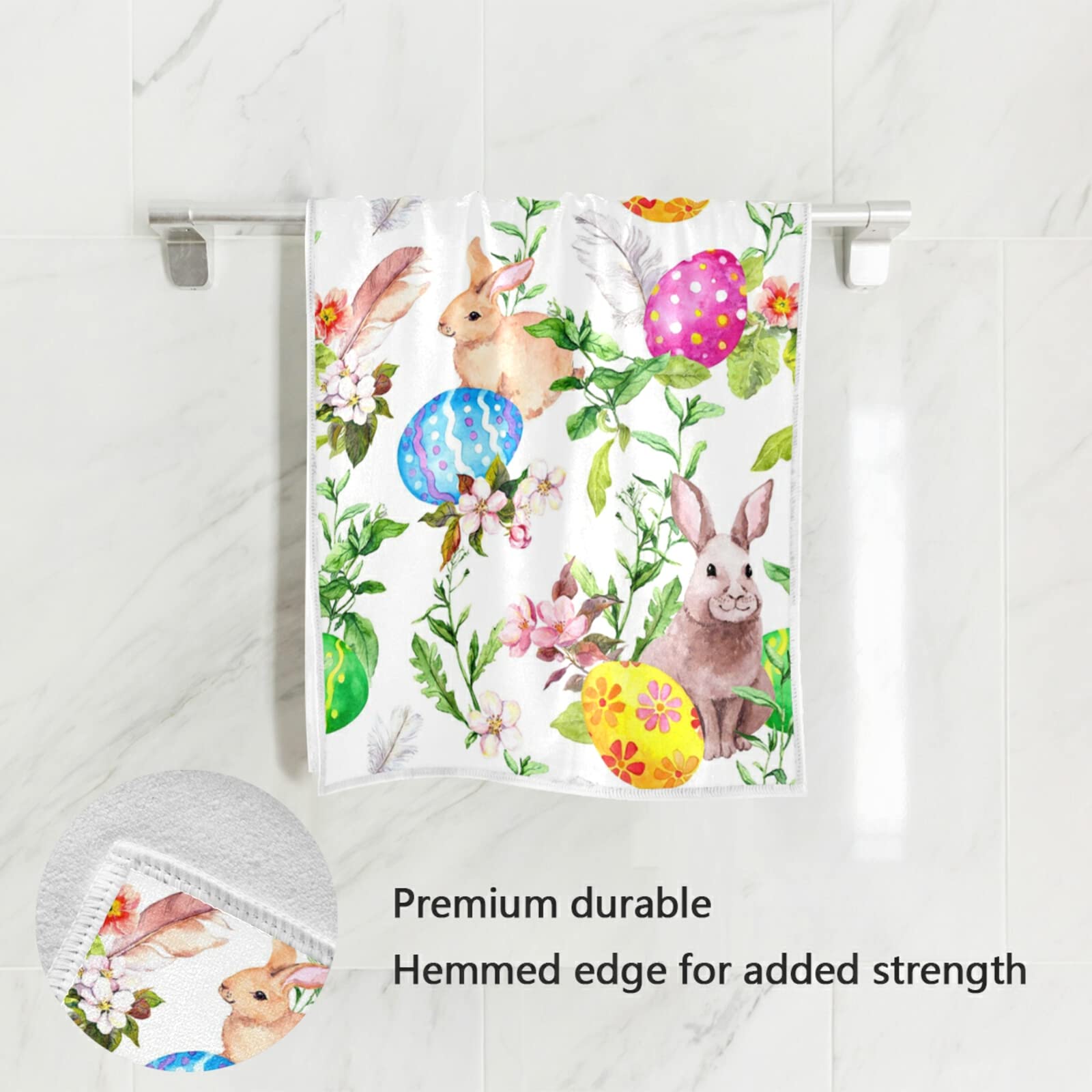 Senya Easter Hand Towels - Soft, Highly Absorbent Kitchen & Bath Towels with Bunny Egg Floral Design - Perfect for Spring Decor, Easter Party Favors & Guest Bathrooms