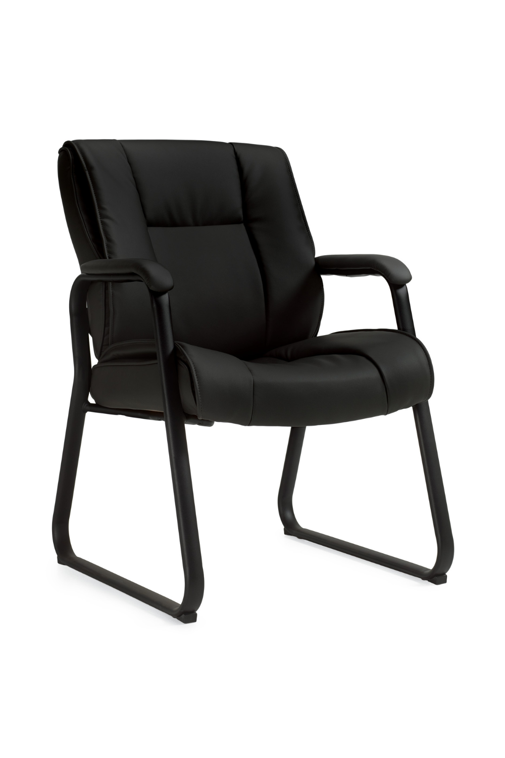 Premium Black Leather Guest Chair with Fixed Arms - OTG2782 by OTG - Elegant Office Seating for Reception, Conference Rooms & Home Offices