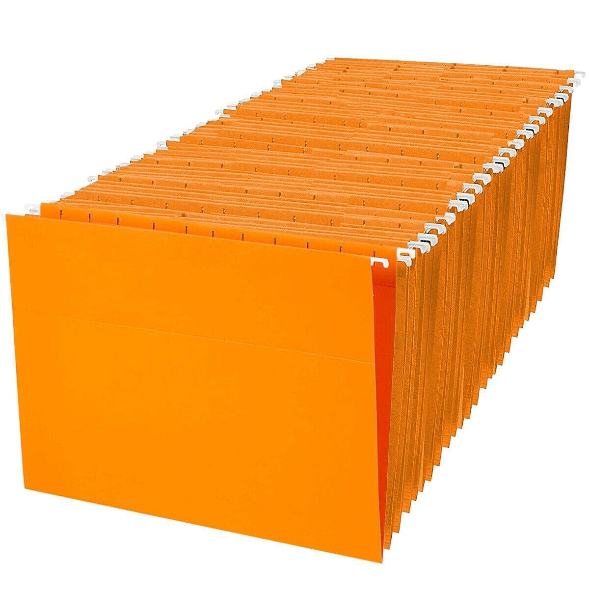 StateOJ 250pk Orange Hanging File Folders - Letter Size Office File Organizers with Pockets for Documents, Papers & Files - Perfect for Filing Cabinets, Home Office, School & Office Organization