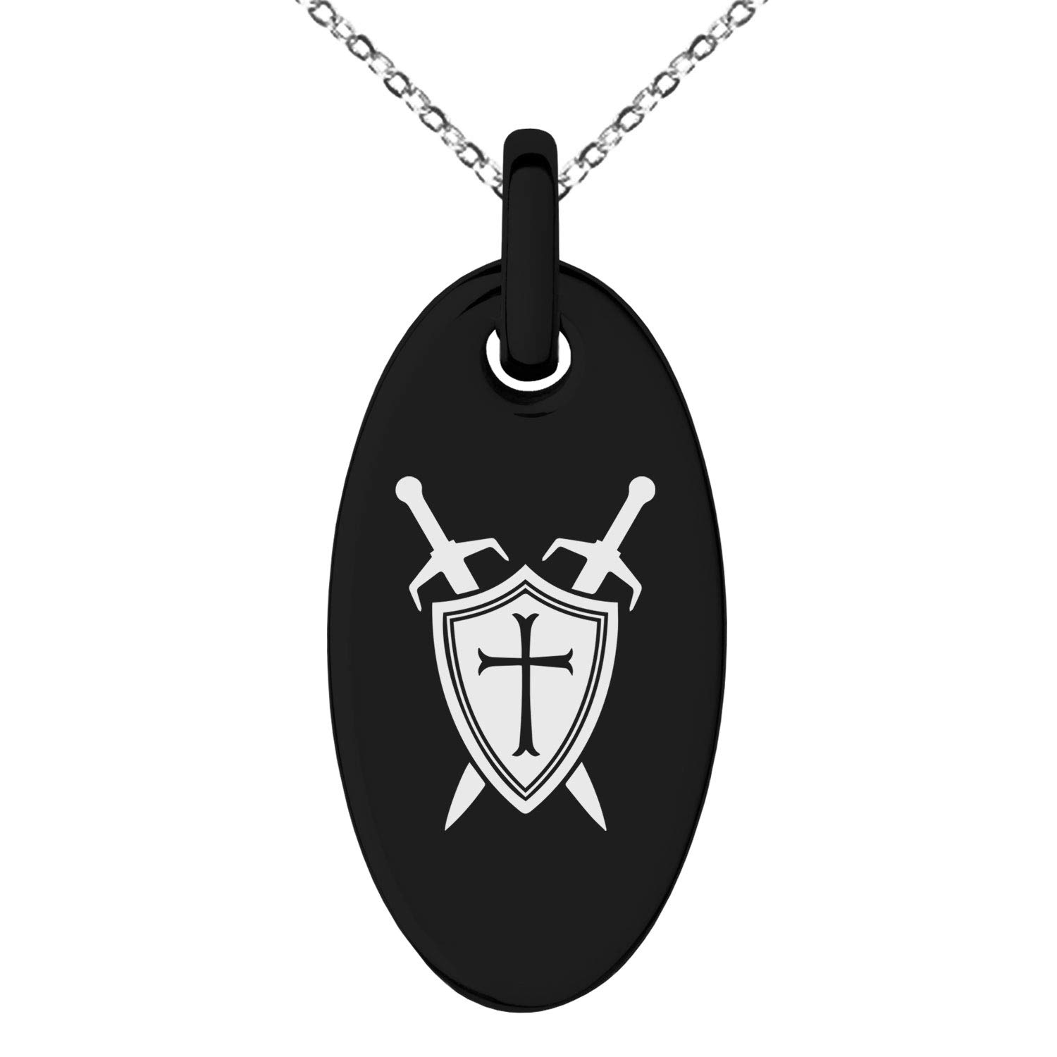 Tioneer Stainless Steel Crusader Pendant Necklace for Men & Women