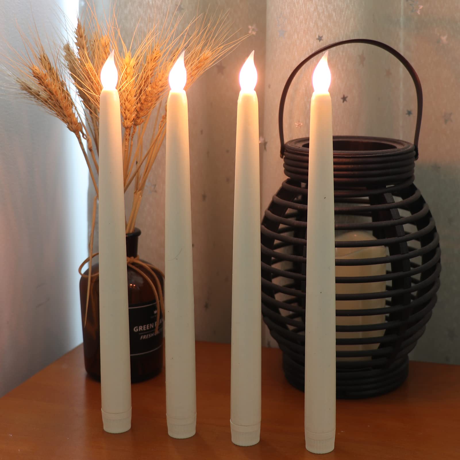 DRomance 6 Pack Flameless LED Taper Candles - Battery Operated with Remote & Timer, Real Wax Ivory Candlesticks (0.78