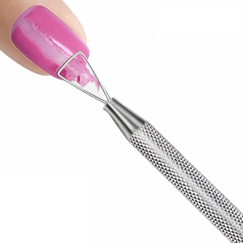 Premium Stainless Steel Cuticle & Nail Care Set - Professional Spoon Shaped Cuticle Pusher, Triangle Peeler & Gel Polish Remover Tool for Manicure & Pedicure - Perfect for Salon, Home Nail Care & DIY Nail Art (Silver)