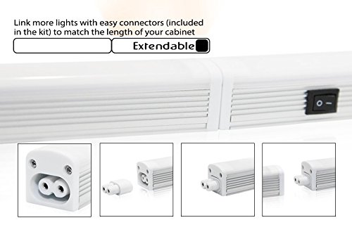 Extendable 6W LED Under Cabinet Lighting Fixture - 110V Warm White 3000K - 72 LEDs with 120° Beam Angle - Aluminum Housing for Kitchen, Bathroom, Closet & Accent Lighting - Perfect for Task Lighting and Home Decoration