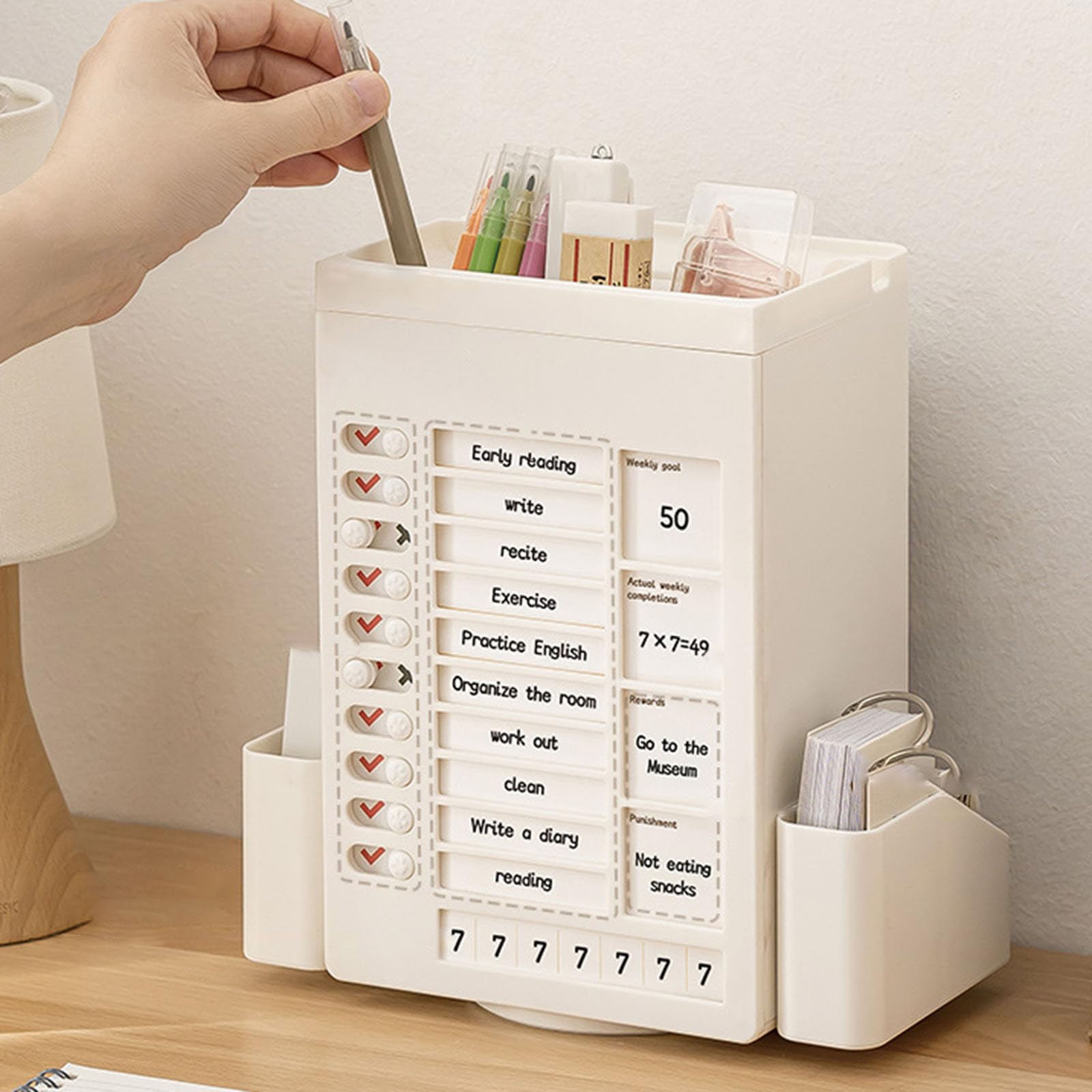 AJOIDR Rotating Desk Organizer with 11 Compartments - Perfect for Office & Art Supplies Storage
