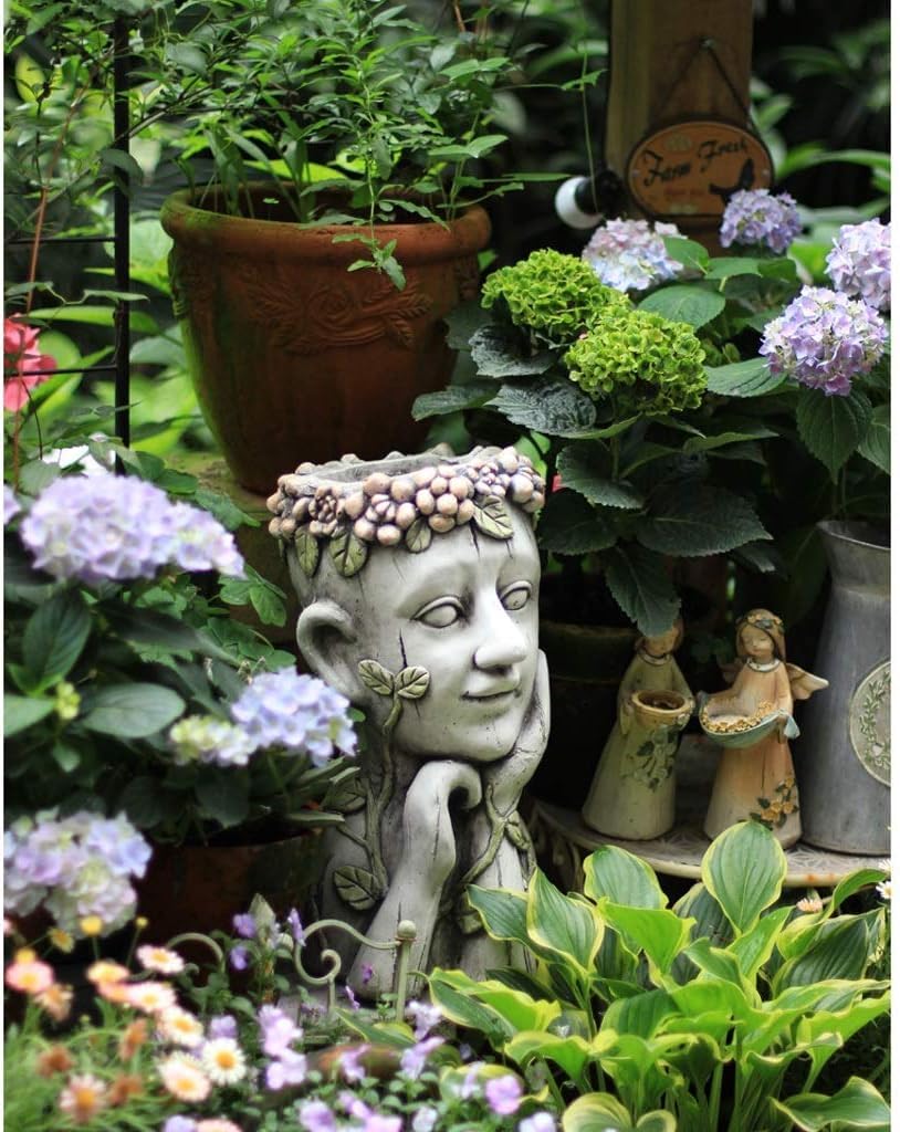 Hanging Planter for Balcony - Outdoor Flower Pot with Decorative Cute Home Statue - Perfect for Garden, Patio, and Balcony Plant Decorations - Ideal for Flowers, Herbs, and Succulents