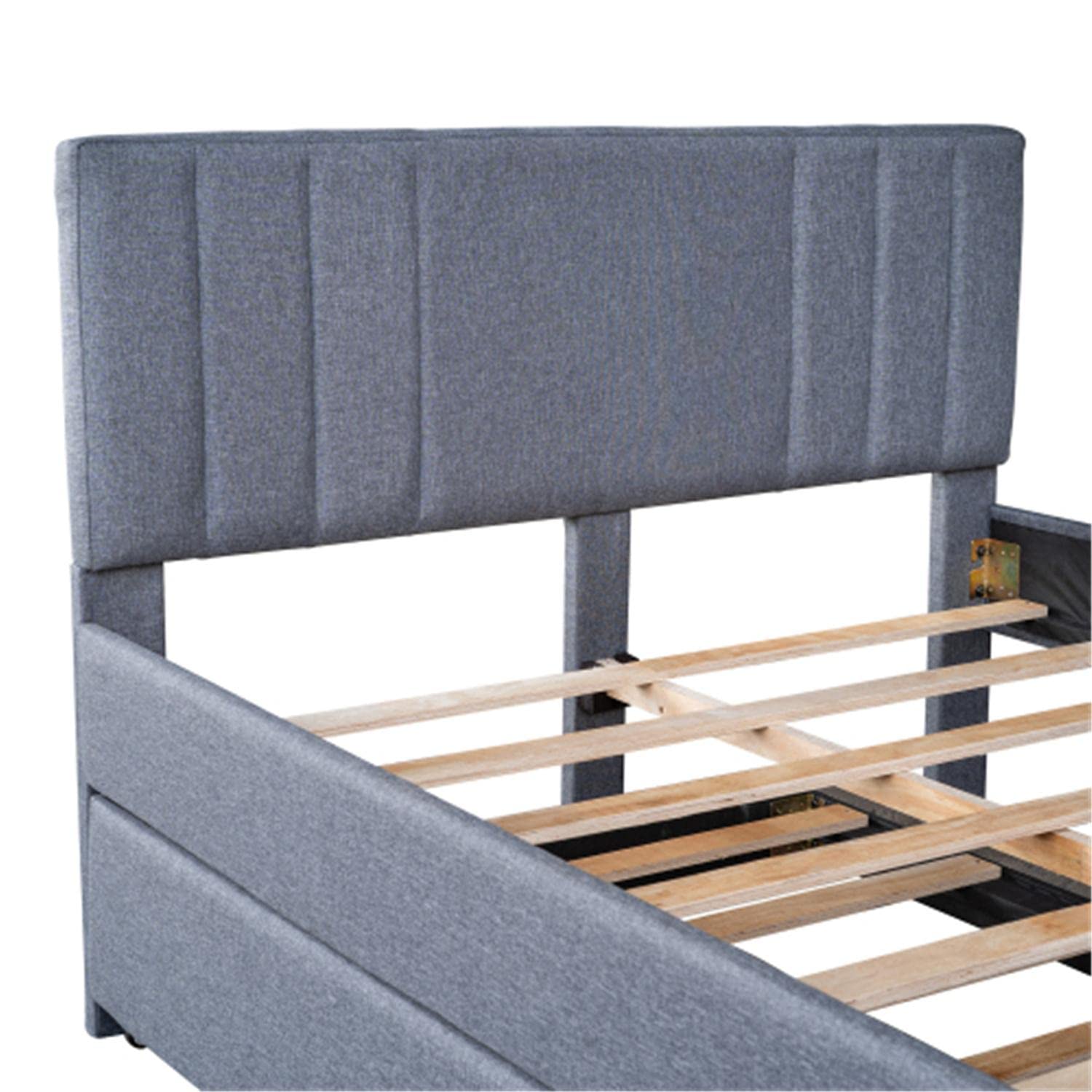 Multi-Utility Platform Bed Frame with Trundle - Space Saving & Easy Assembly for Small Bedrooms