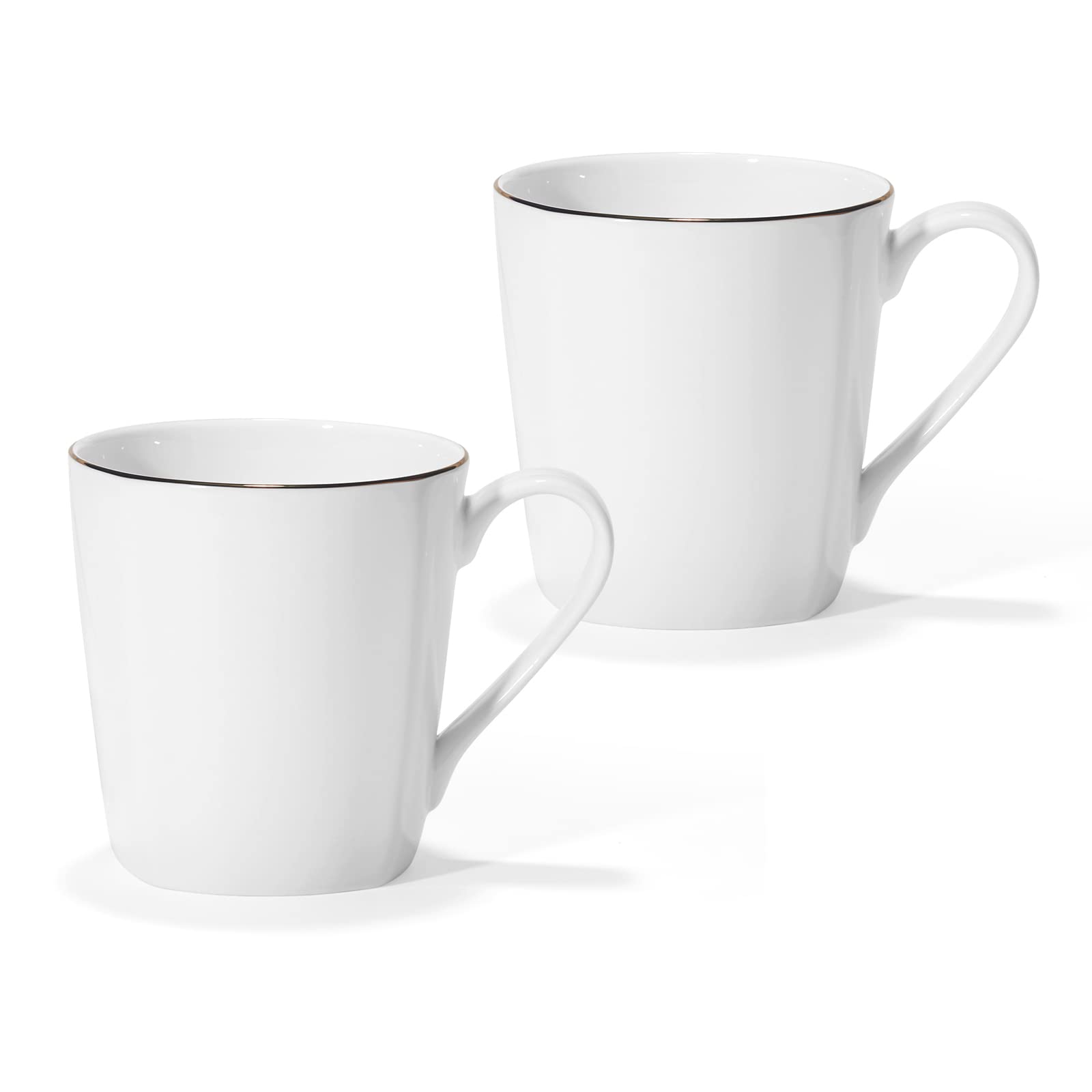 Premium 10oz Fine Bone China Coffee Mugs Set of 2 - 45% Bone Content Porcelain Cups with Handle for Coffee, Tea, Latte & Cappuccino - Microwave & Dishwasher Safe - Elegant White Lightweight Tea Cups for Home, Office & Restaurant Use