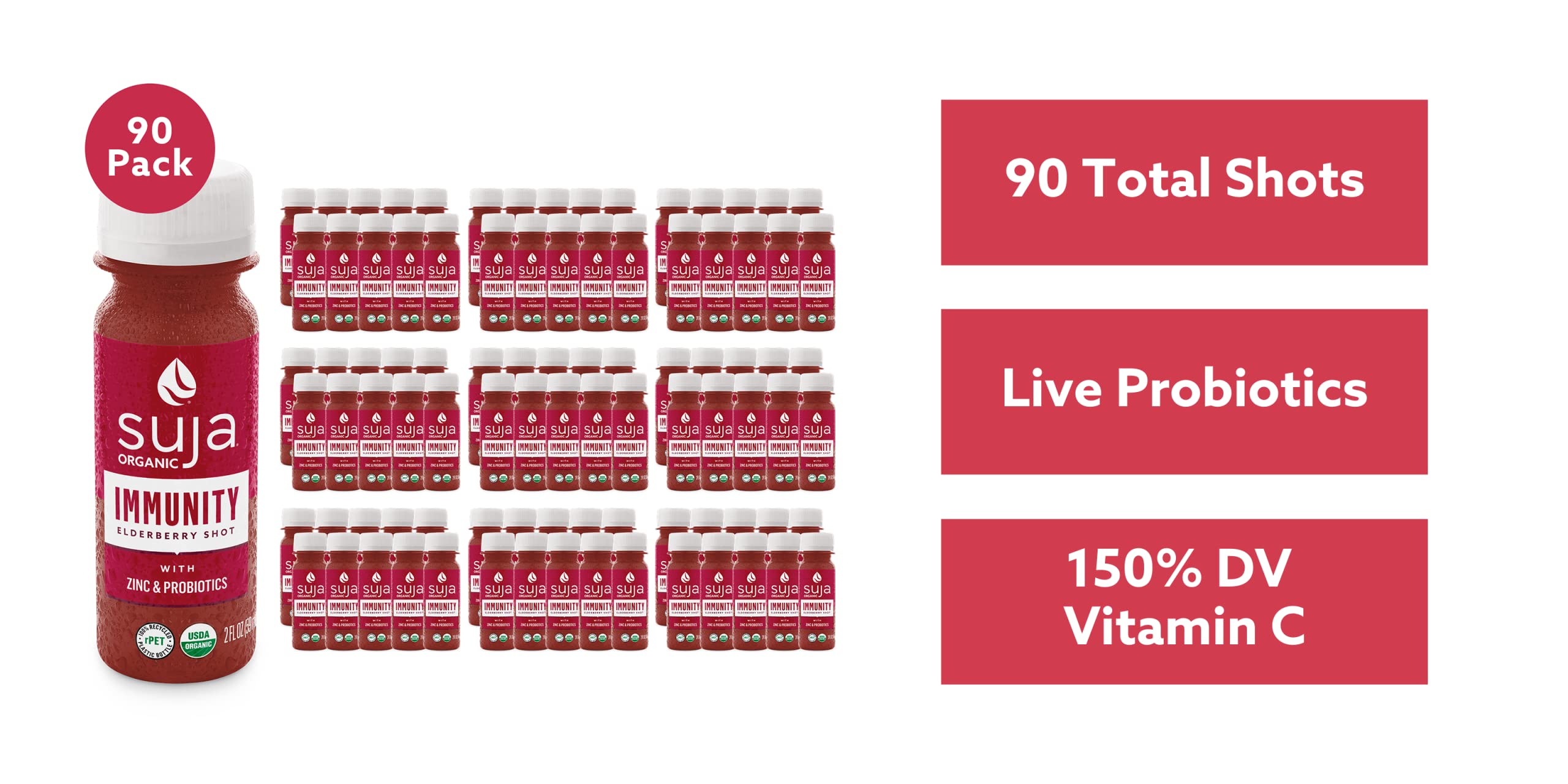 Organic Elderberry Immunity Shot with Turmeric & Ginger (90 Pack) - Cold-Pressed Juice with Live Probiotics - Immune Support & Wellness Boost - Plant-Based, Gluten-Free Functional Shots for Daily Health & Wellness Routine