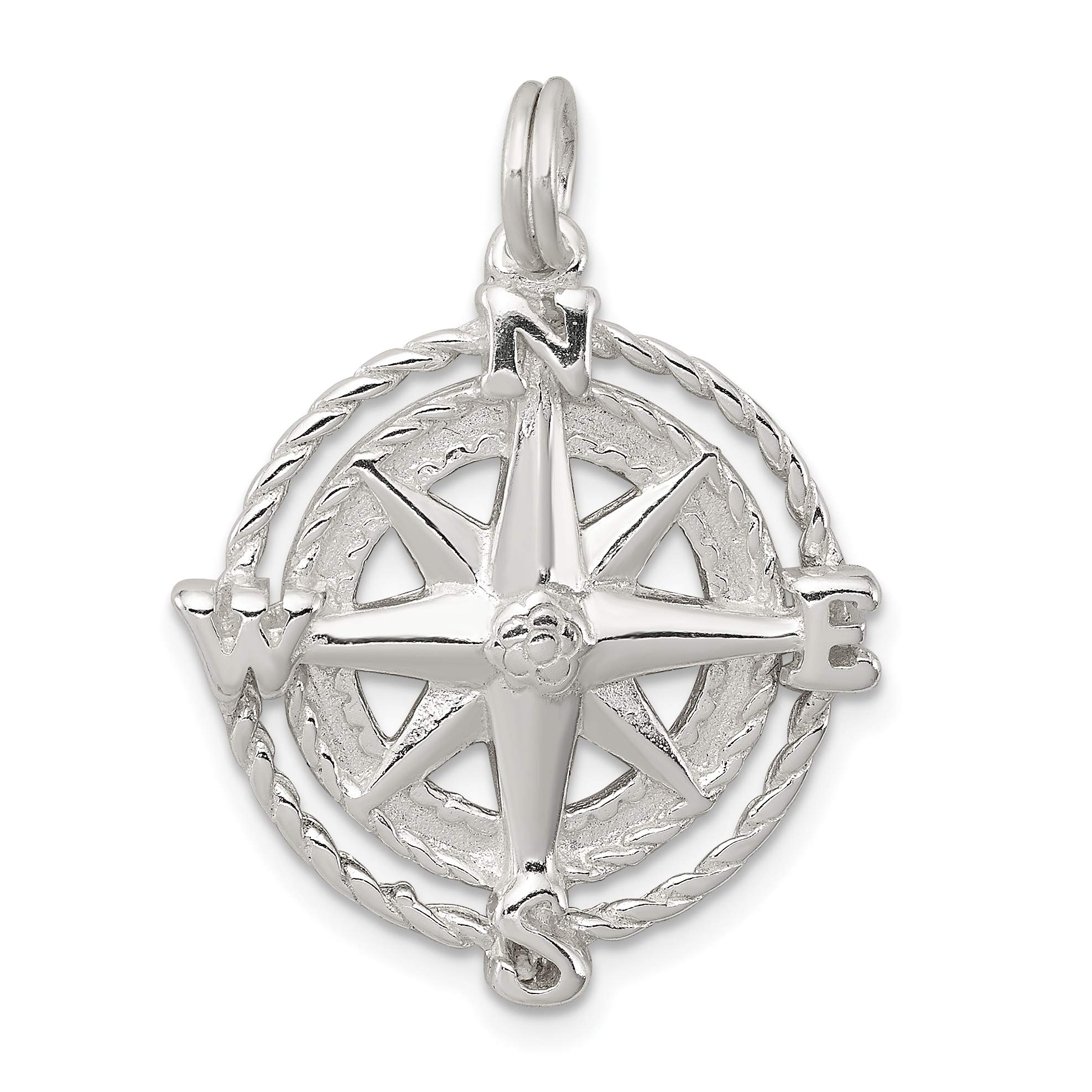 Premium Sterling Silver Compass Charm Pendant - Elegant Jewelry for Necklace & Bracelet - Perfect for Travel, Adventure & Outdoor Enthusiasts