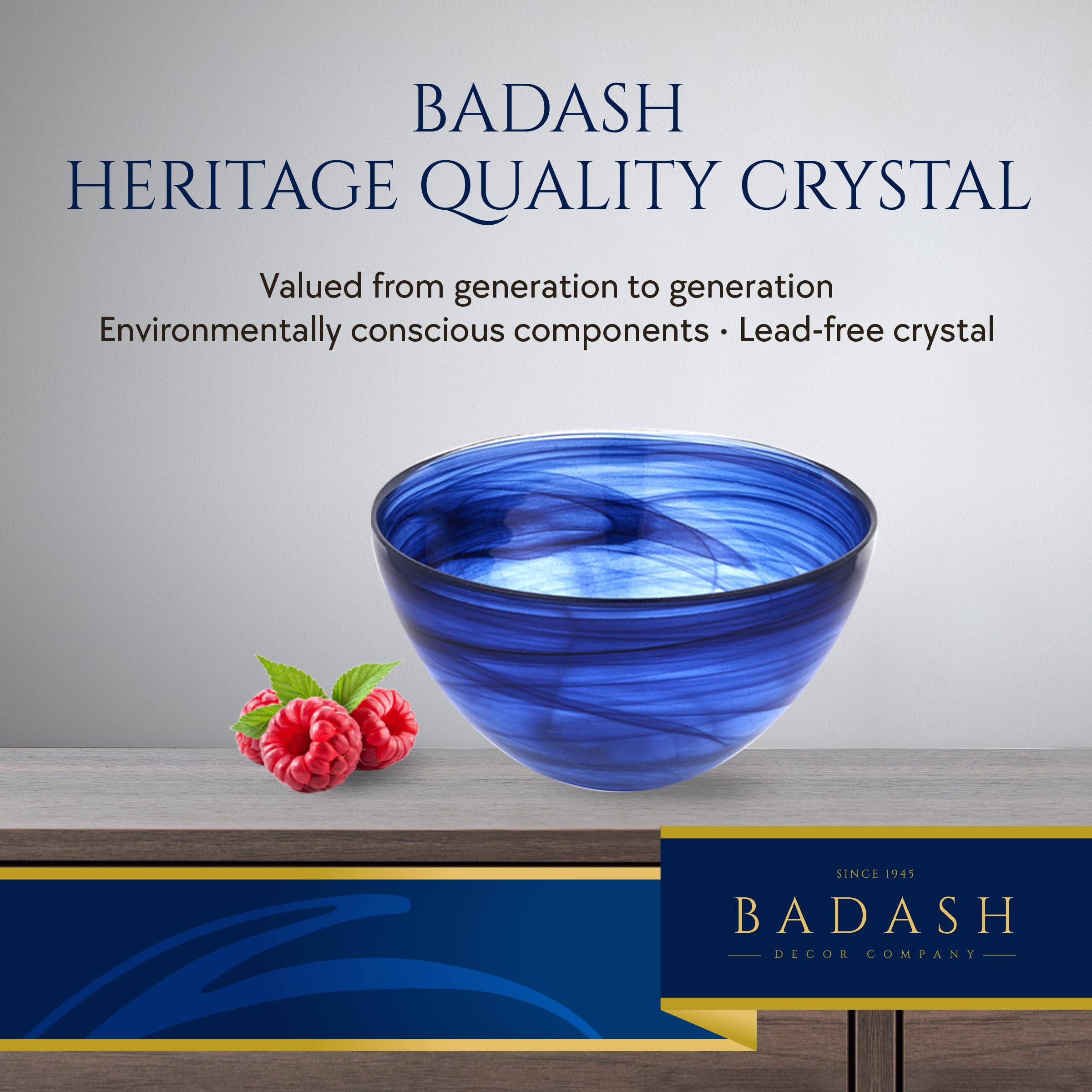 Badash 6-Inch Alabaster Glass Decorative Bowl - Perfect for Salads, Soup, Rice, Fruit, Desserts & Cereal | Elegant Cobalt Blue Serving Bowl for Dining, Entertaining & Kitchen Decor