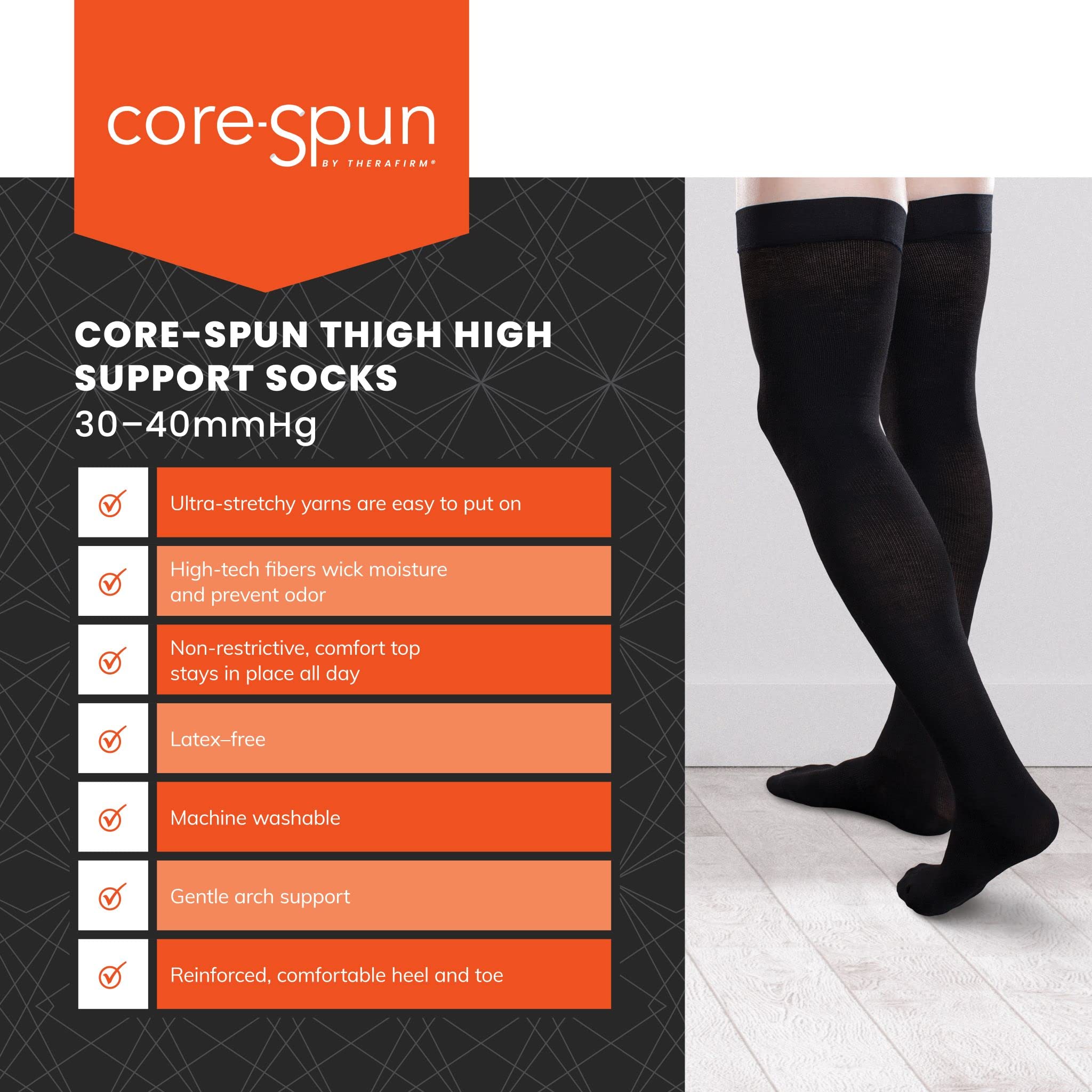 **30-40mmHg Firm Graduated Compression Thigh High Socks for Women & Men – Medical Support for Varicose Veins, Swelling & Circulation – Perfect for Travel, Running & Long Workdays**